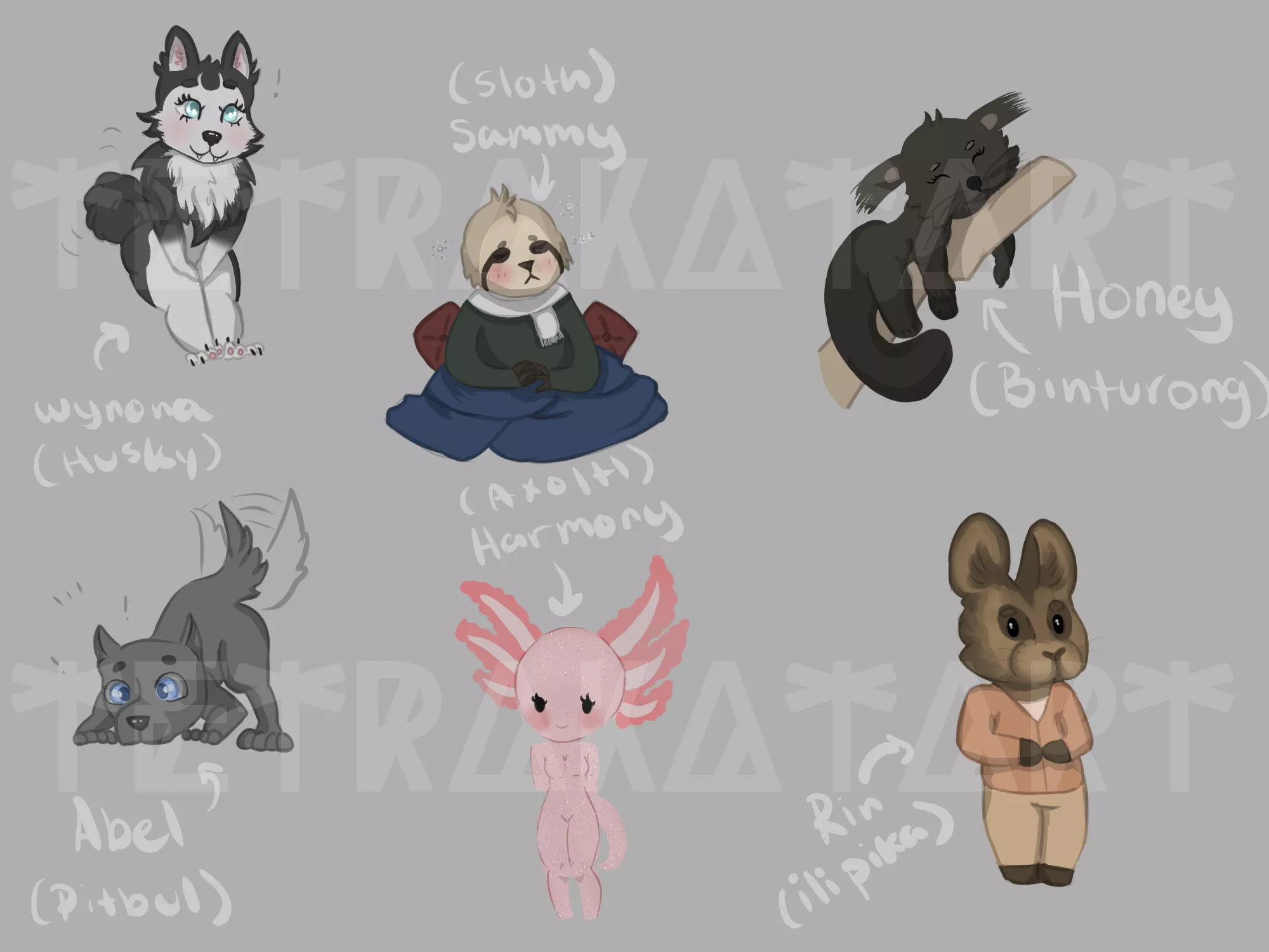 Hoi. o/ I made some adoptable chibis. They are $15 a piece. ; v; Which one is your favorite? (Mine's Abel.)