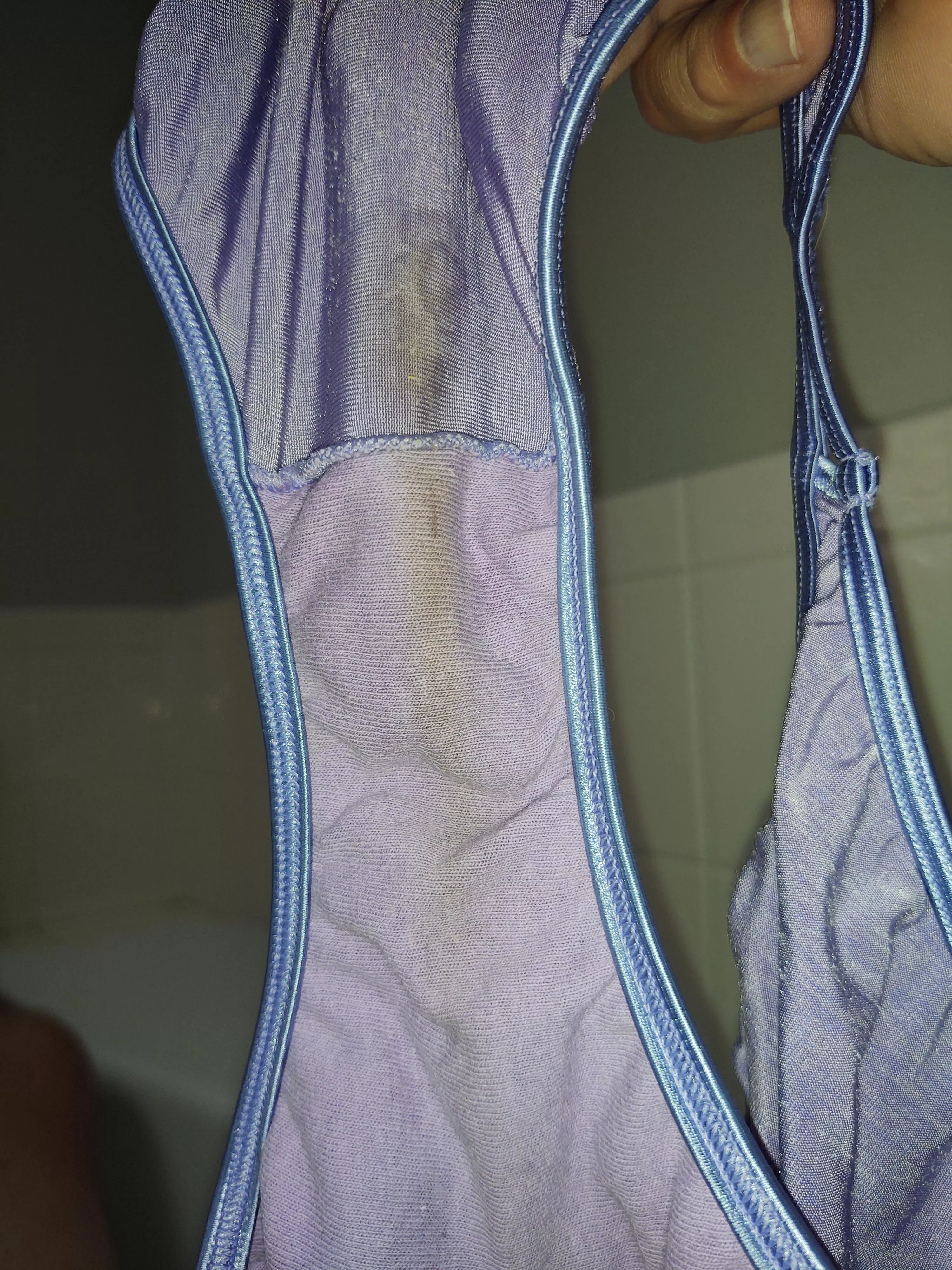 Honest opinion... Been finding wife's panties like this past week or so. Alot more stains than usual and smell fantastic as always. Think she's been getting herself off?