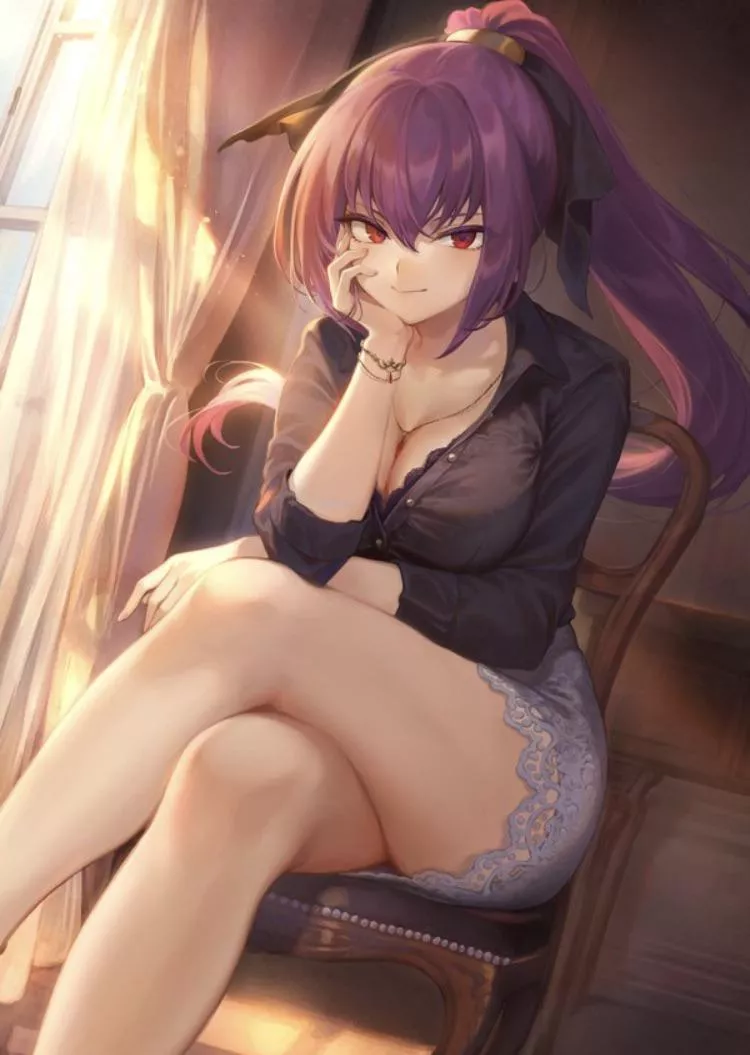 Hot chick crossing her thicc sexy legs[mashu]