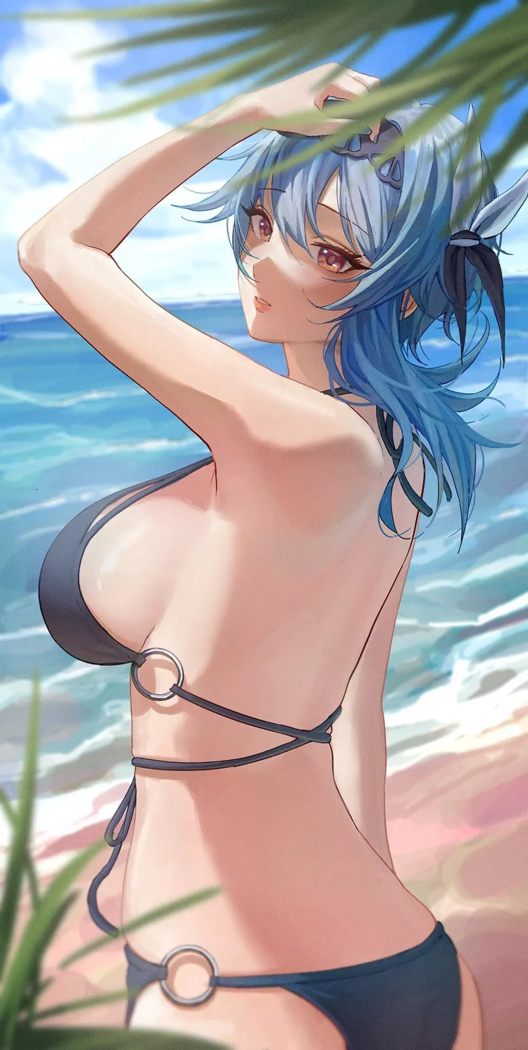 Hot Tsundere Waifu At Beach In A Bikini (Eula, Genshin Impact)