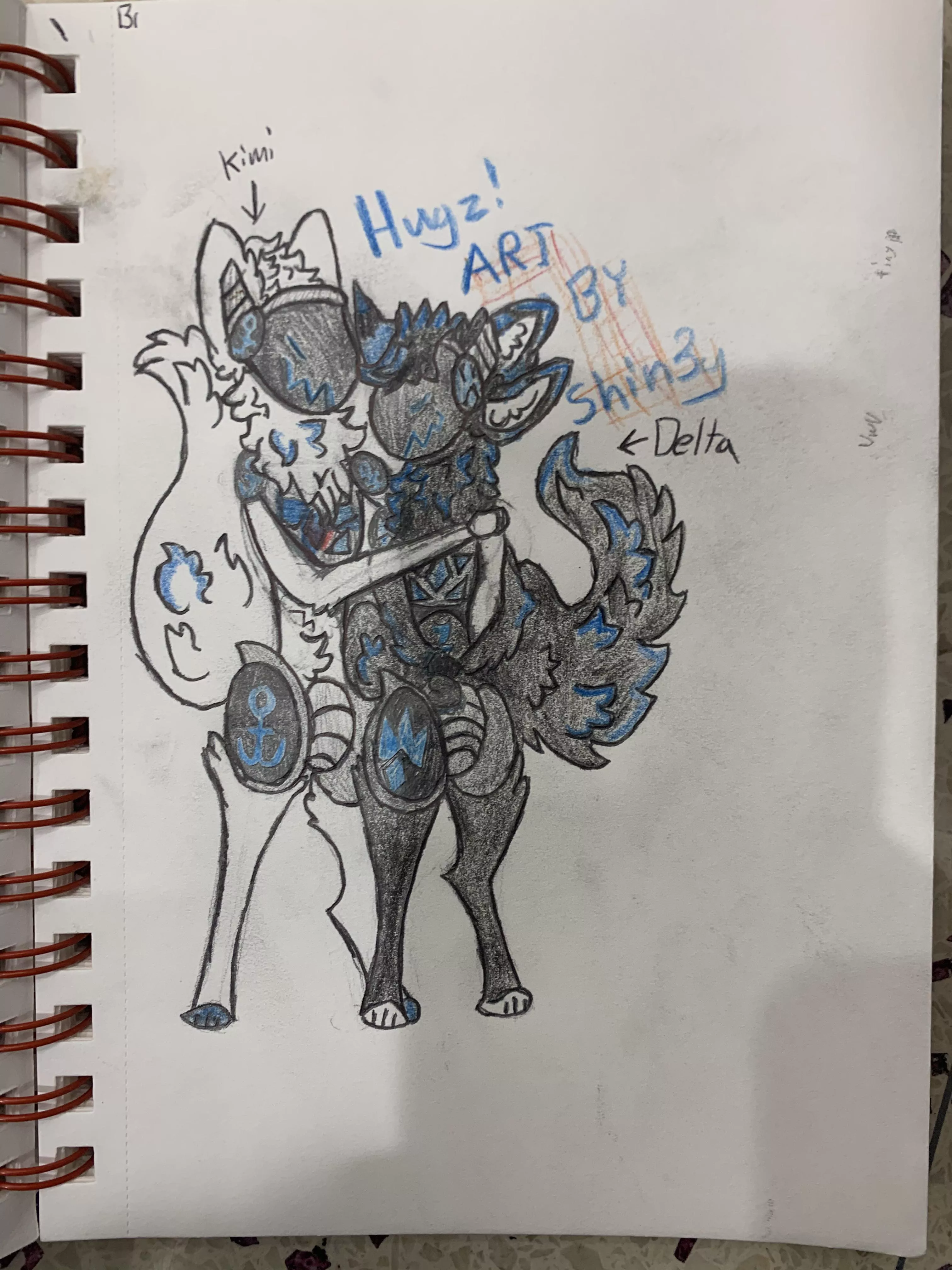 Hugs! Art of me and my bfs fursonas (Art by me)