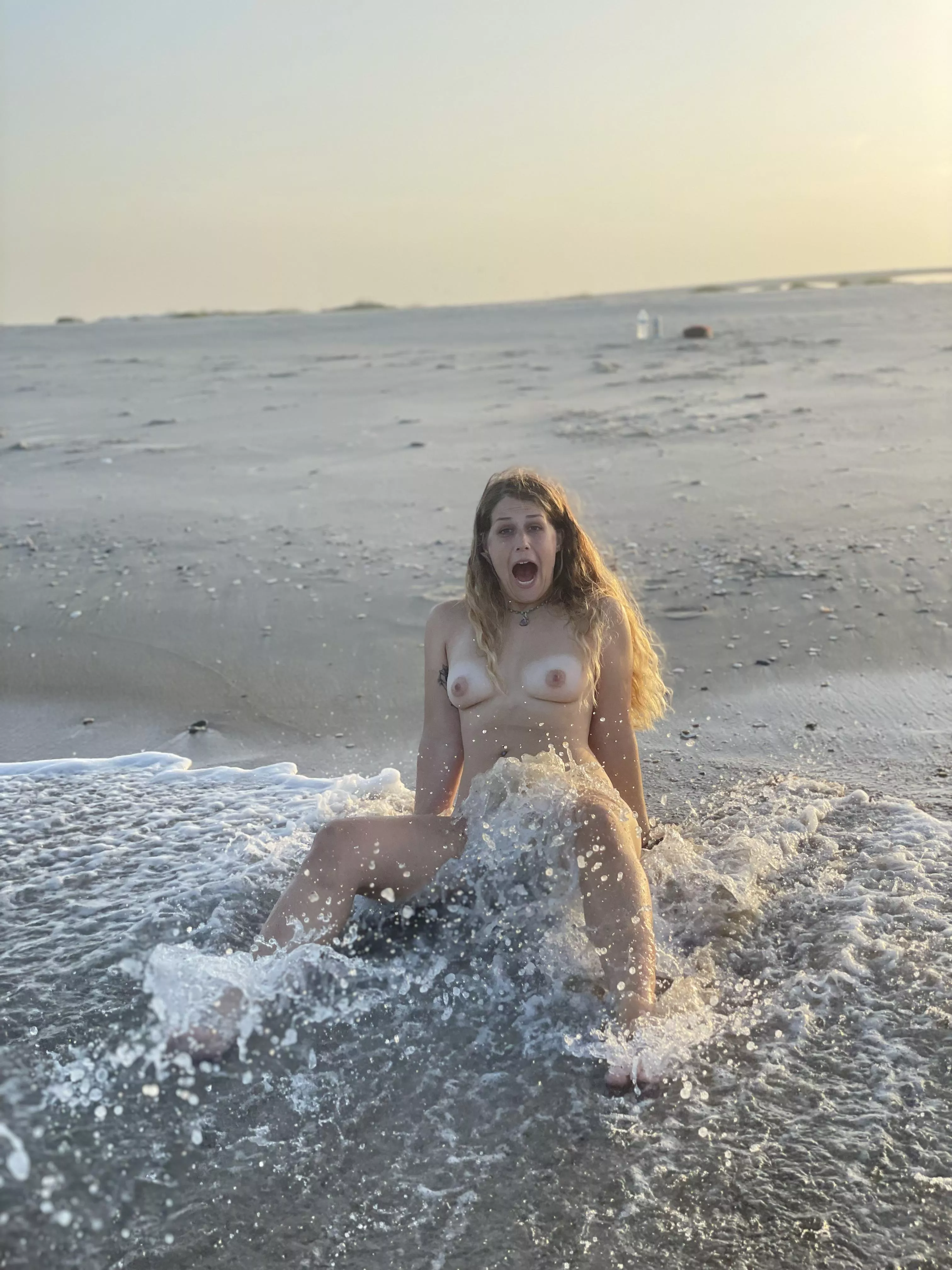 Husband asked me to spread my legs wide open, then captured a perfect candid moment. Not sure if this was the “dripping wet pussy” picture he was after?