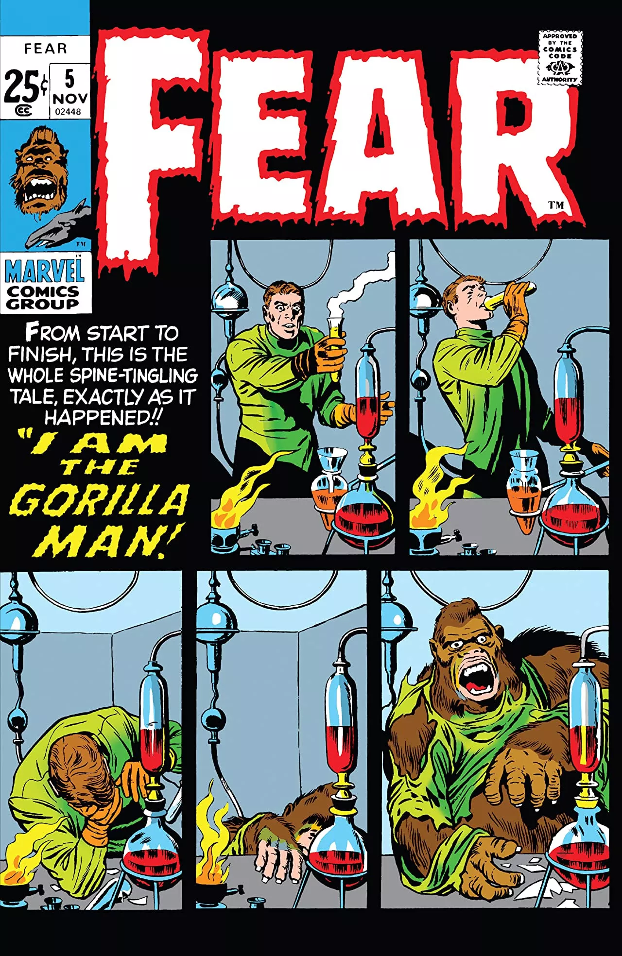 I am the Gorilla Man! [M human to M gorilla, chemical] (Jack Kirby)