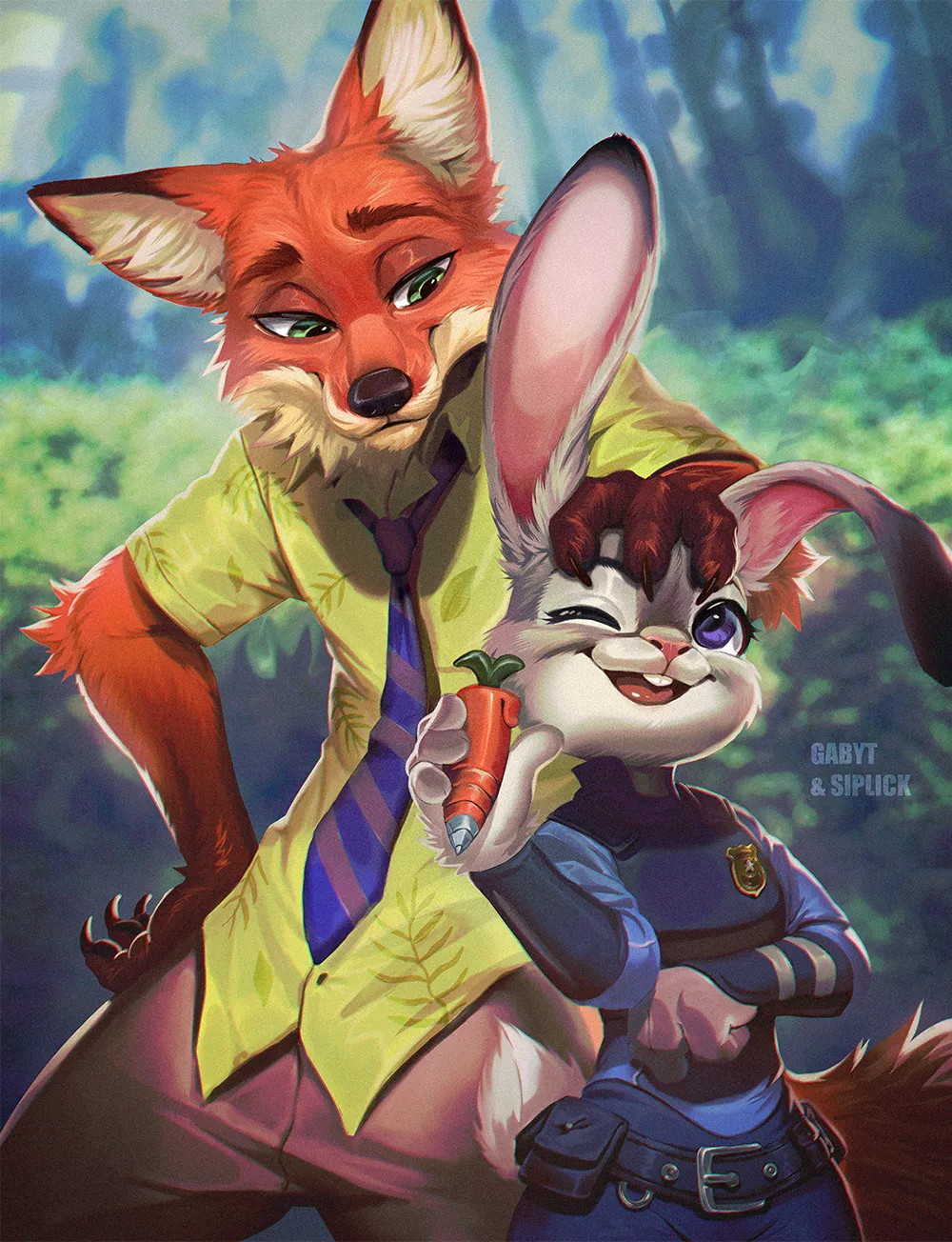 I did a collab for a fanart: Nick and Judy - Zootopia #disney