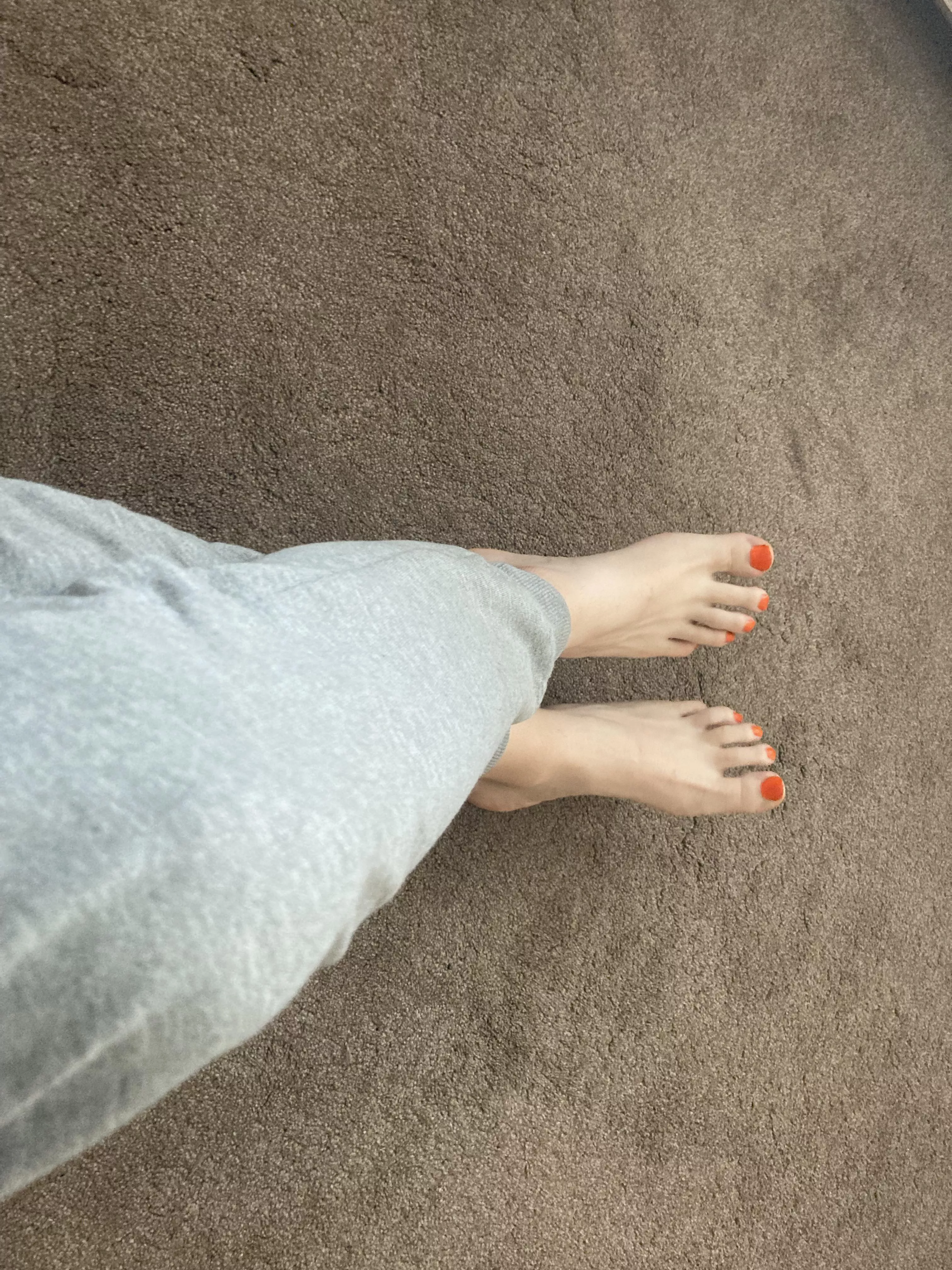 I love being barefoot in joggers.