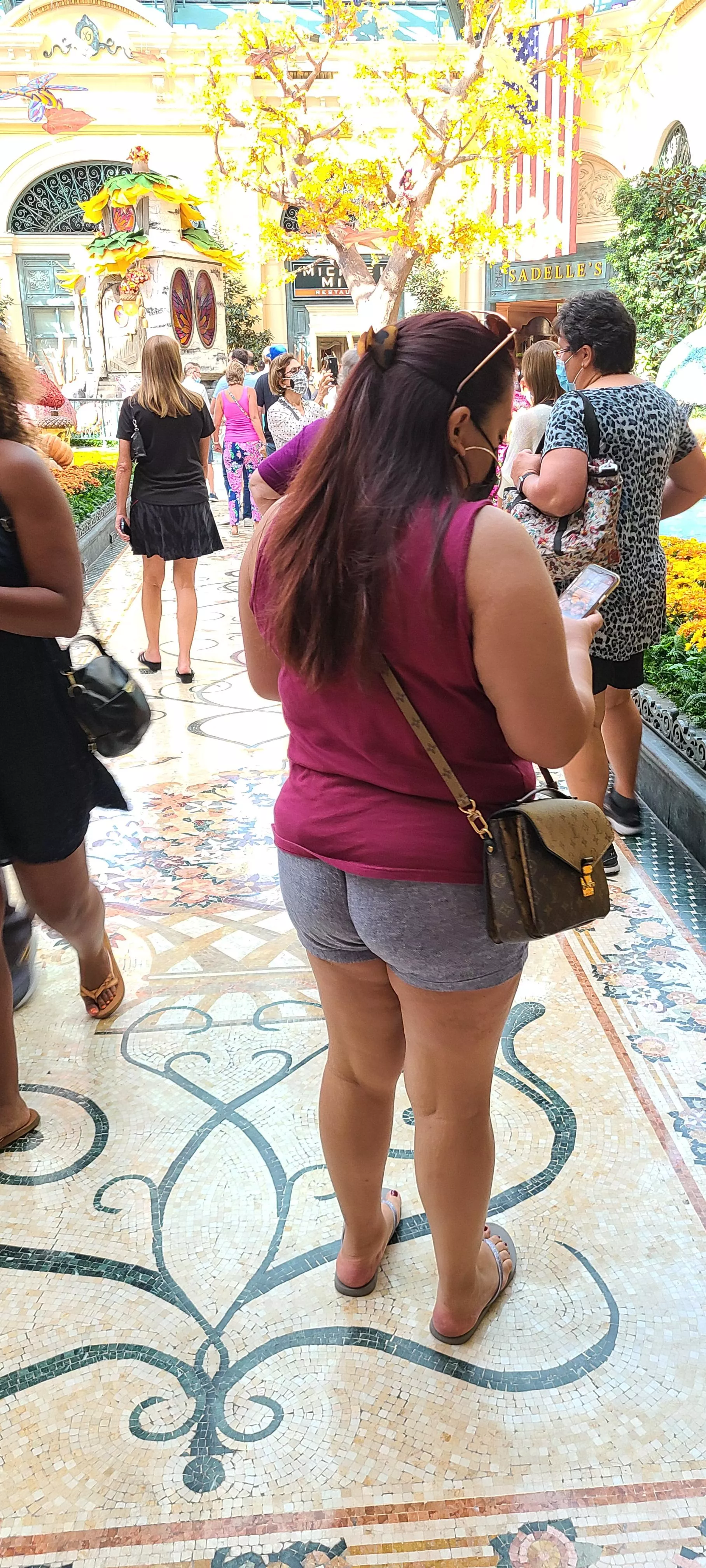 I love the way my chubby wife's ass eats those shorts