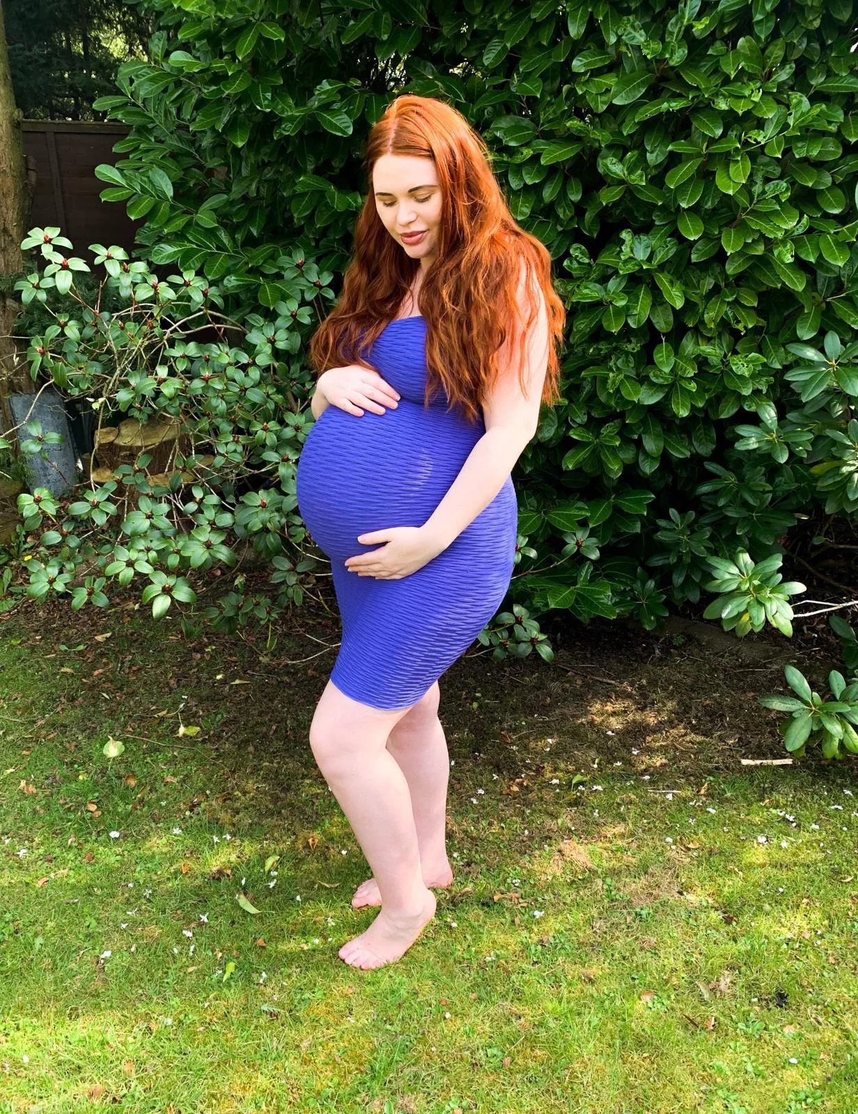 I managed to stand up in the dress and have a picture in the garden! Donâ€™t think the neighbours like the view!