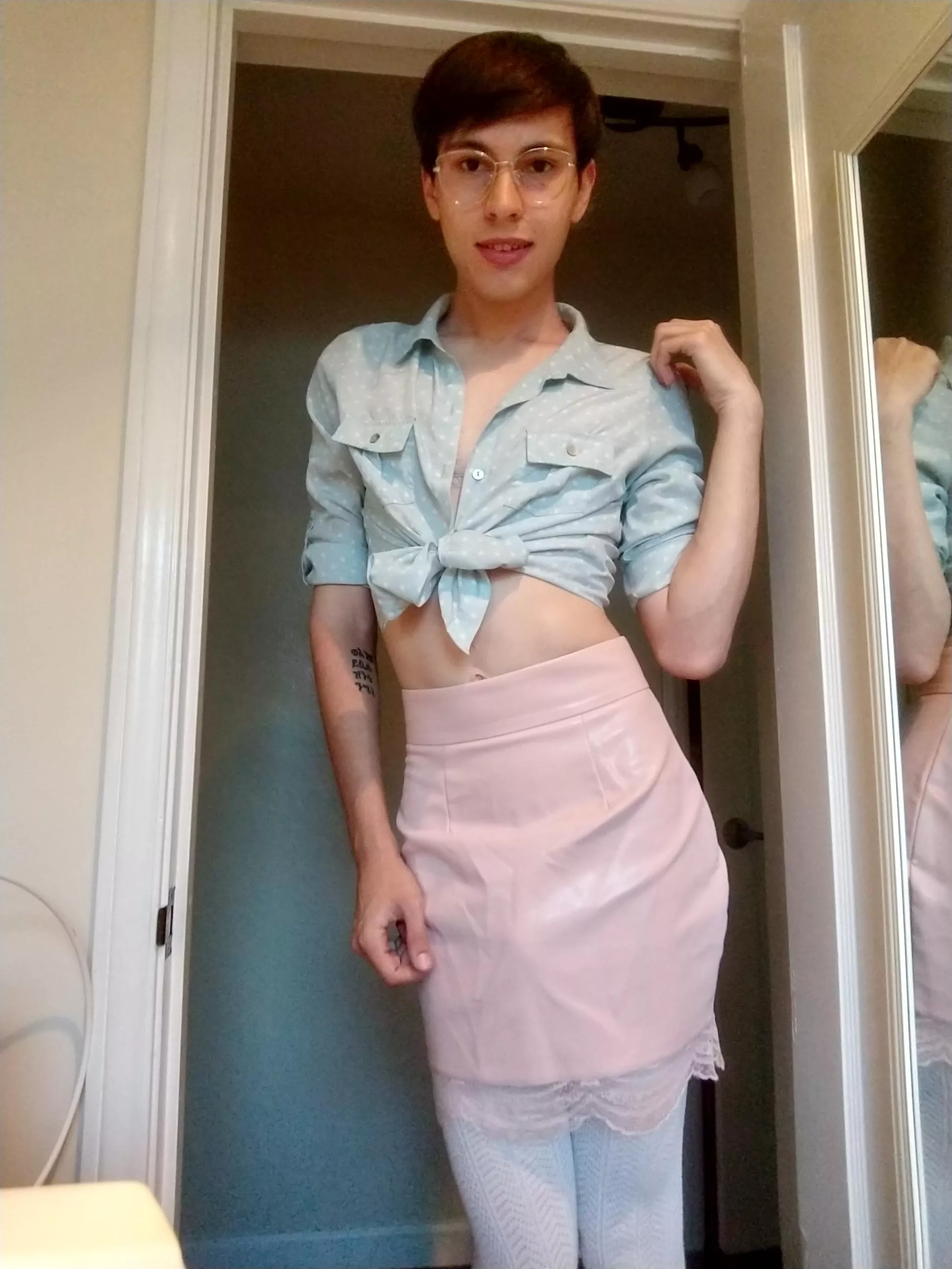 I'm going for a sexy femboy secretary look. What do you think? ðŸ¤”