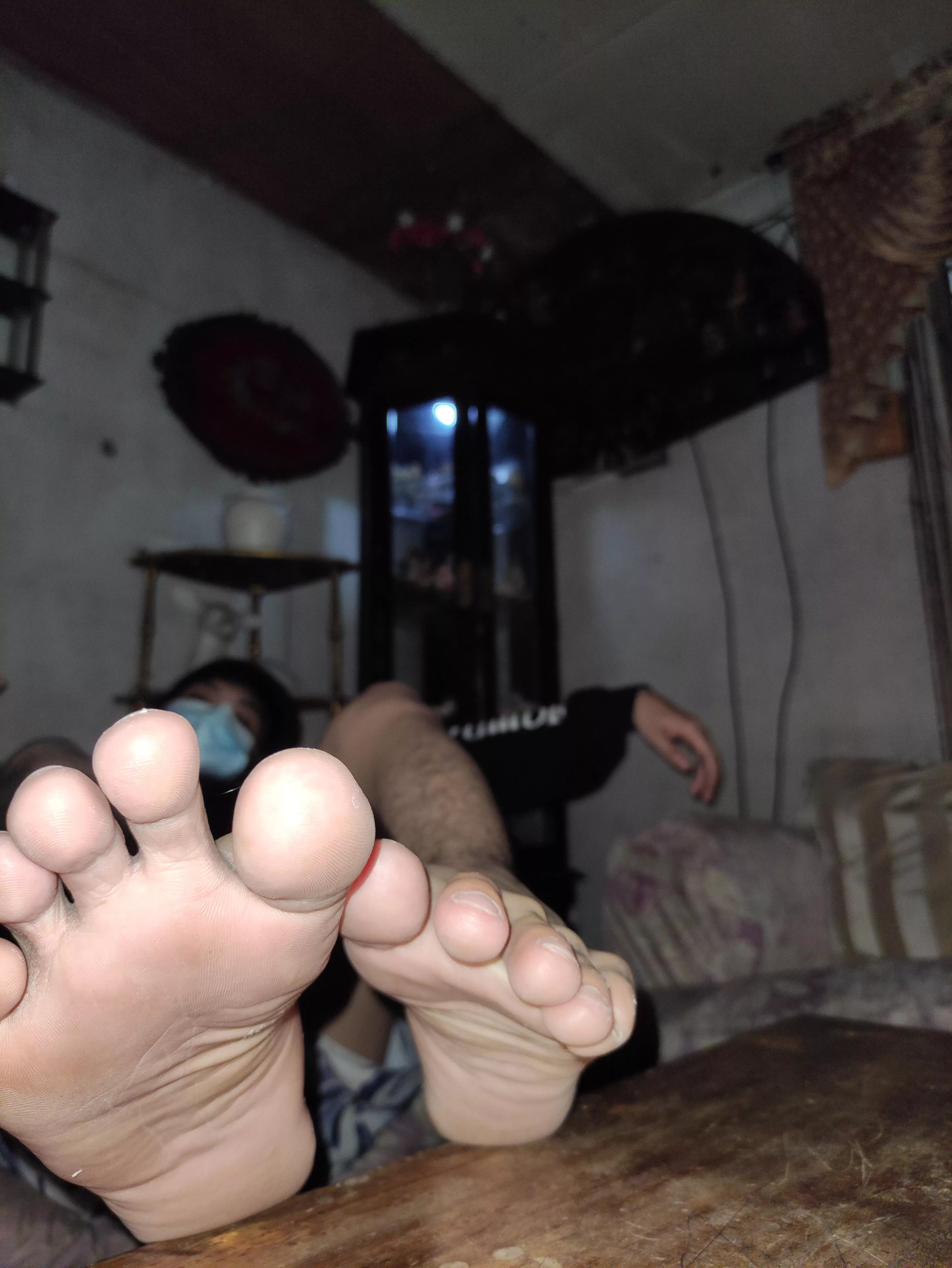 I'm tired from work can you lick my foot to clean it? 😌