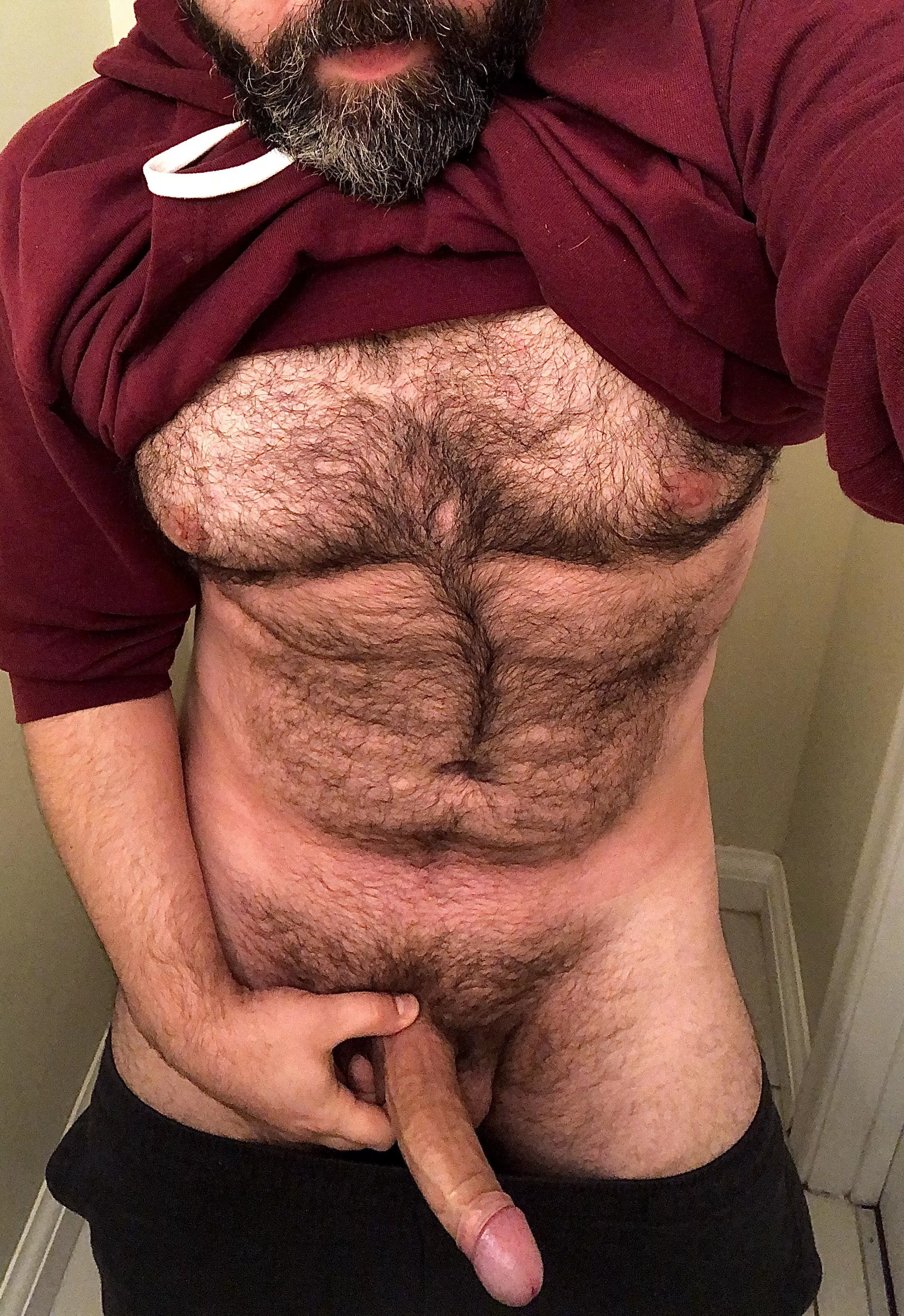 In a sweater and pants you might not see at first glance, Iâ€™ve got a thick furry body and something big in my pants.(40)