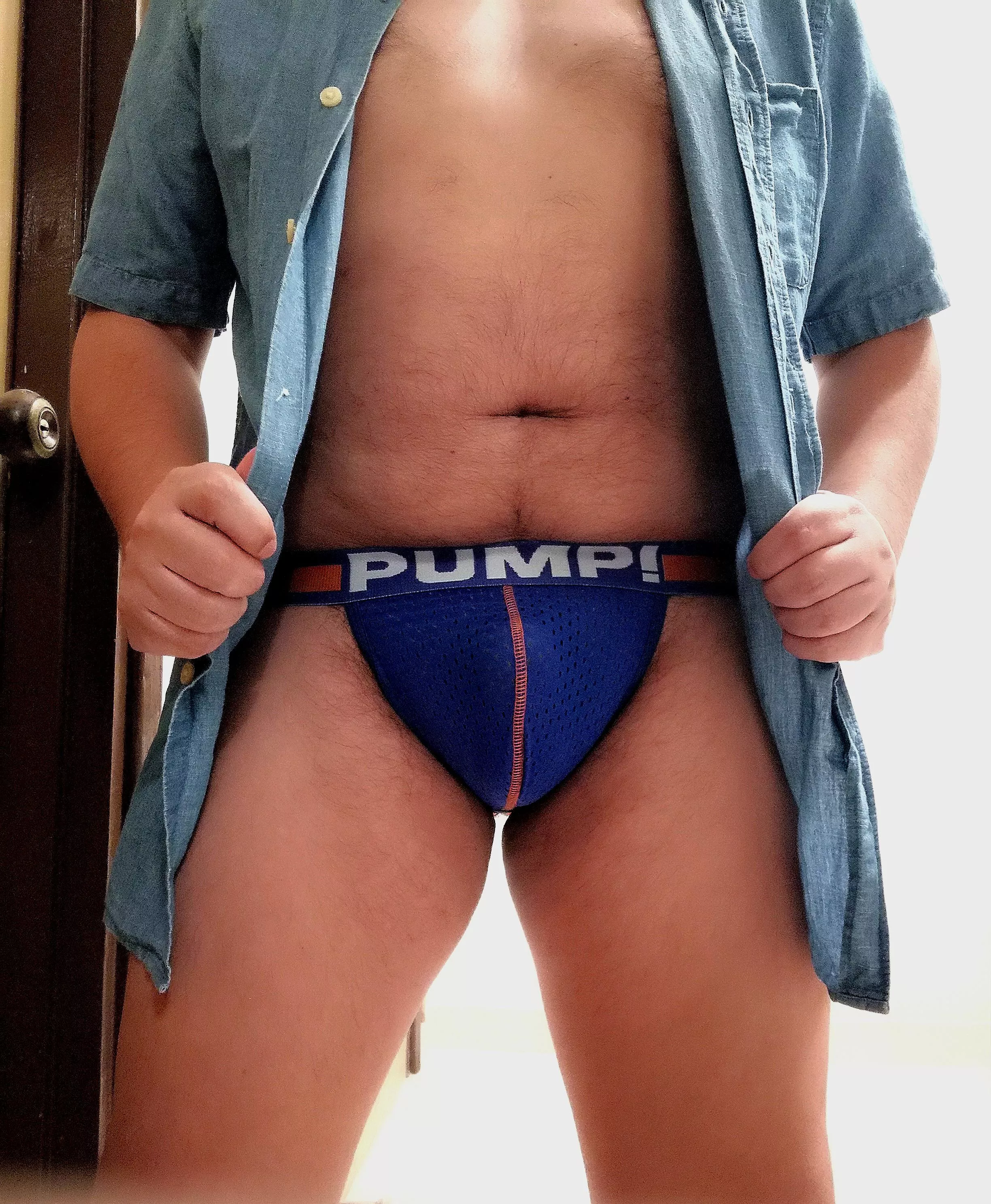 In my new electric blue jockstraps ðŸ˜