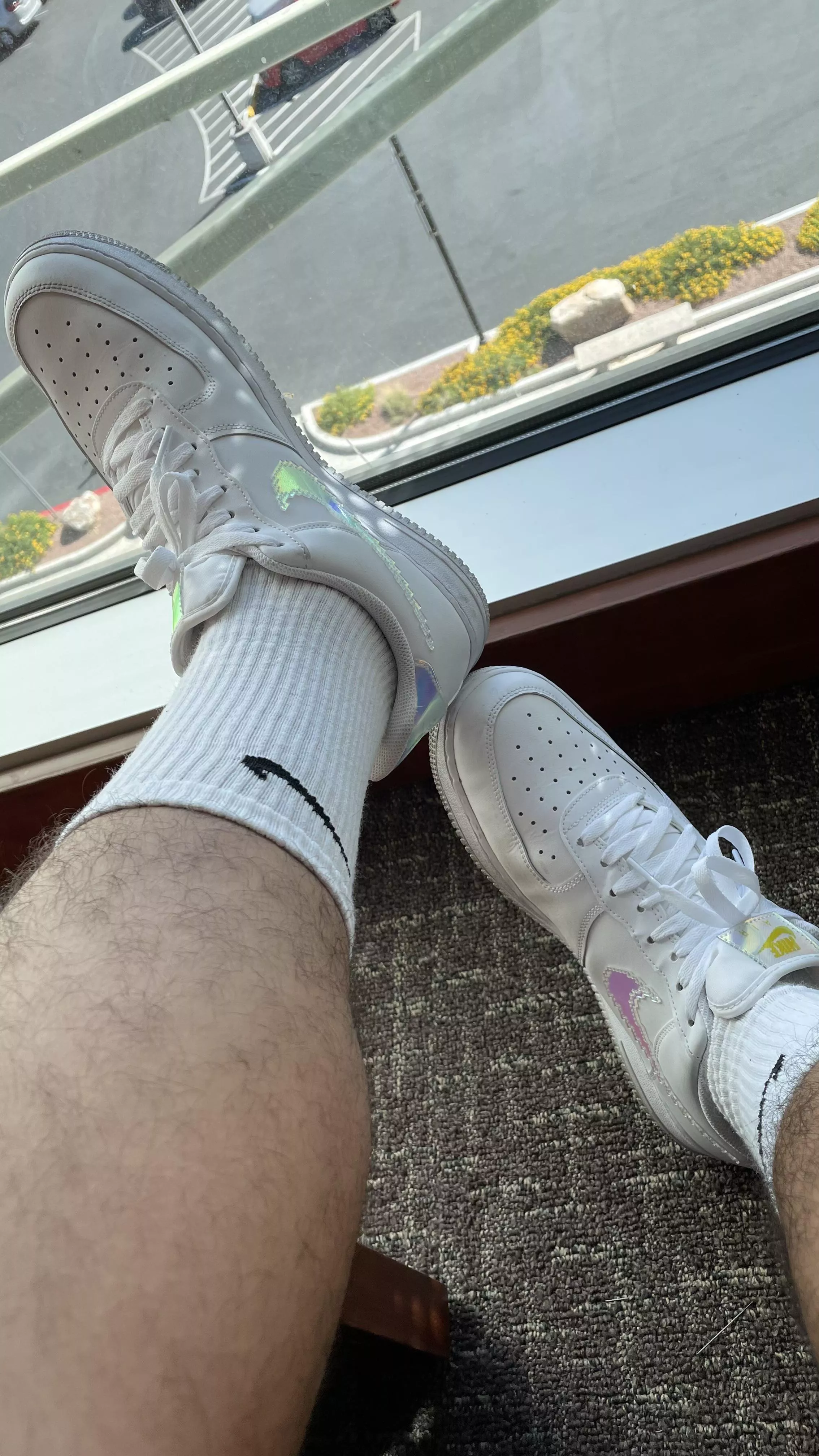 In the library snapping pics of my sneaks and socks instead of studying. Entertain me ðŸ˜‰