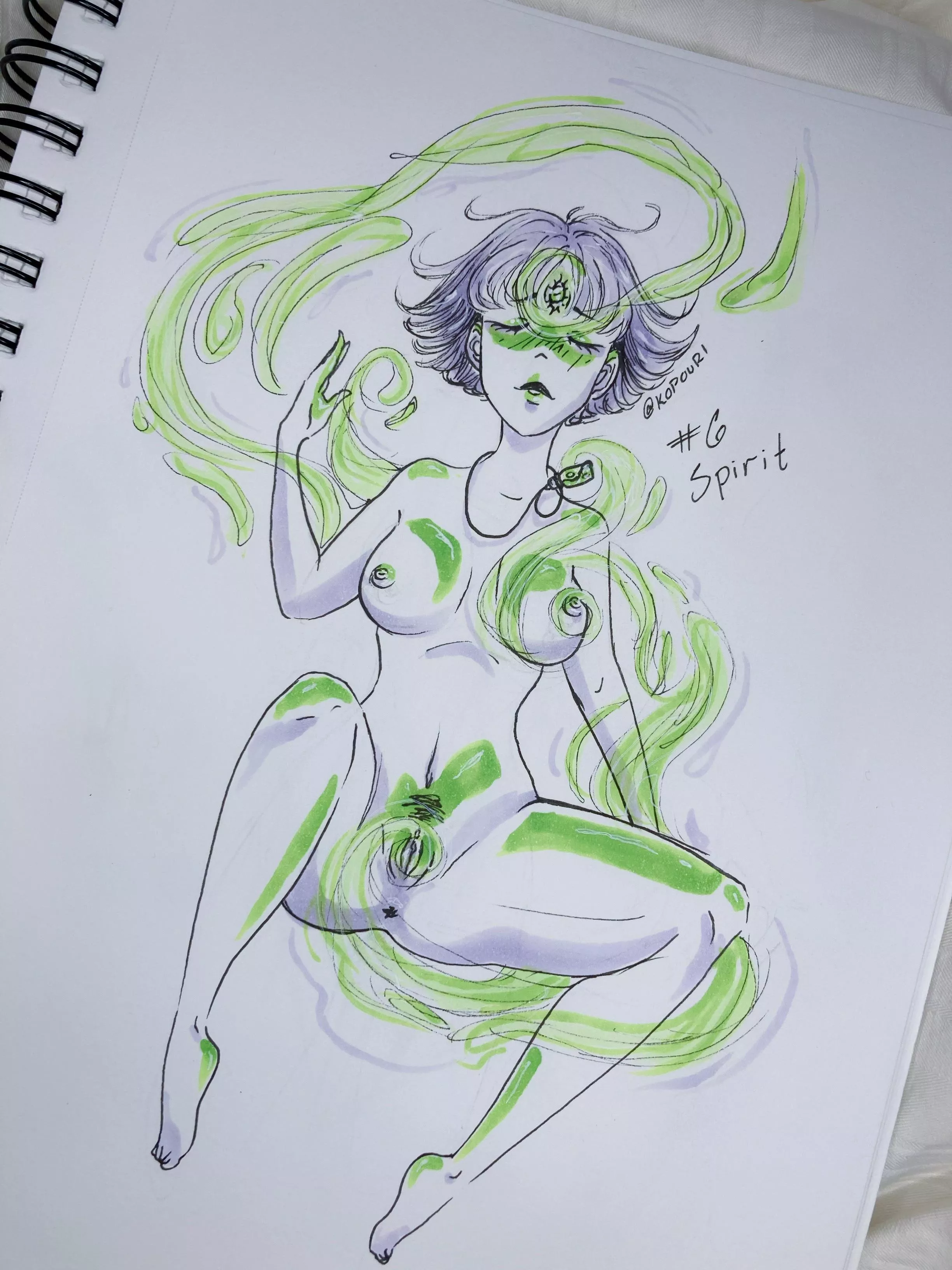 Inktober Day 6- Spirit… does this count as tentacles? (Kopouri) [OC] female