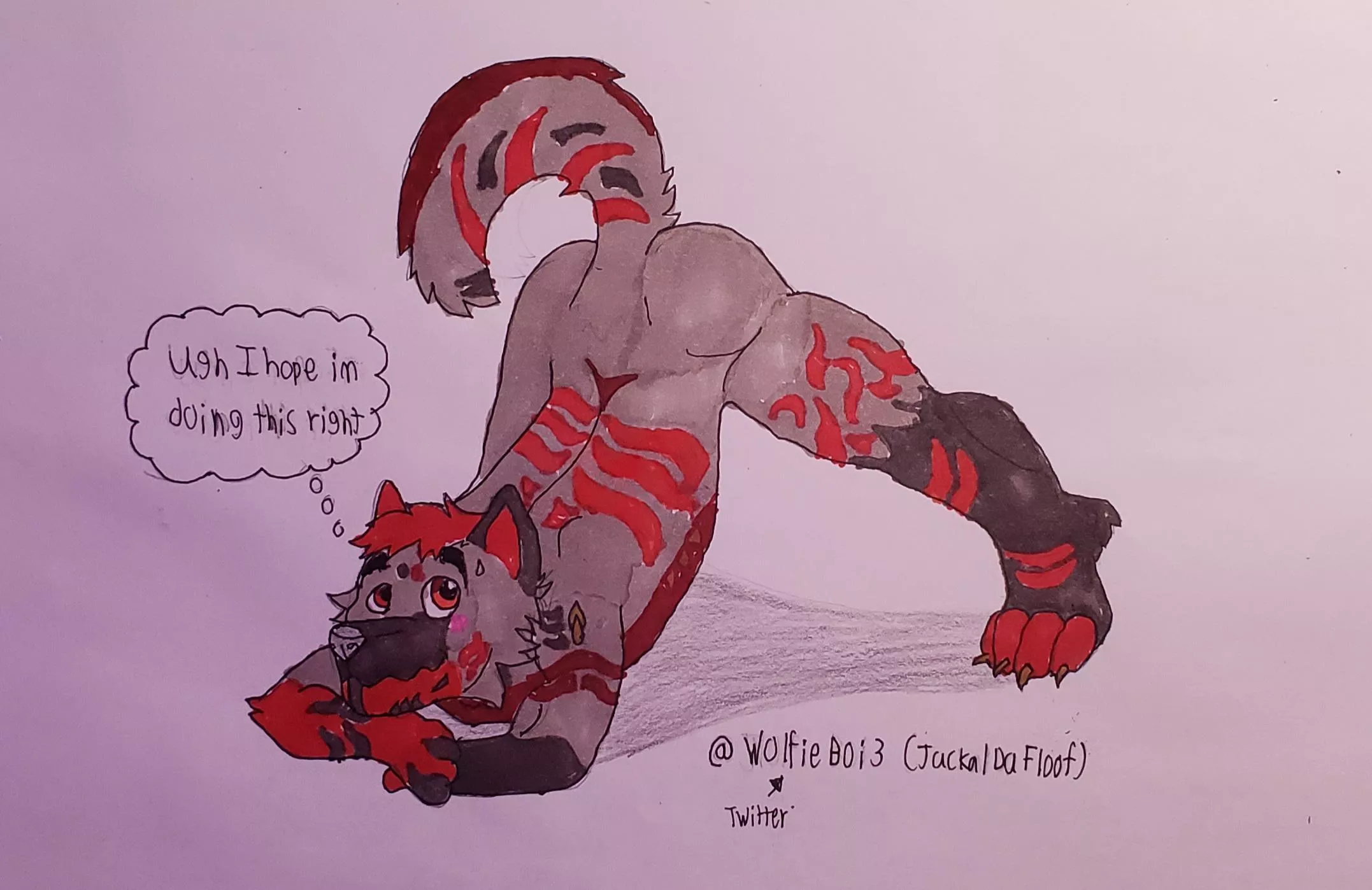 Jackal doing the jacko pose (art by me)