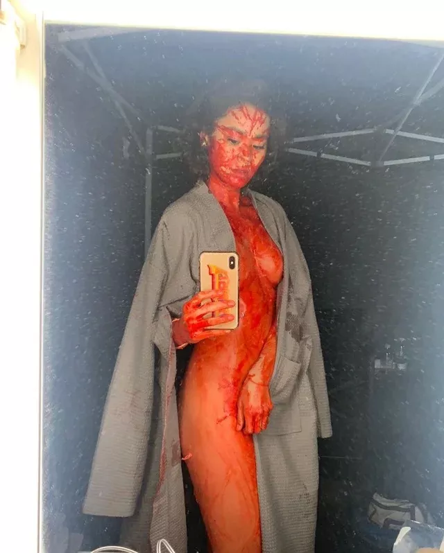 Jamie Chung - Lovecraft Country - behind the scenes (bloody)