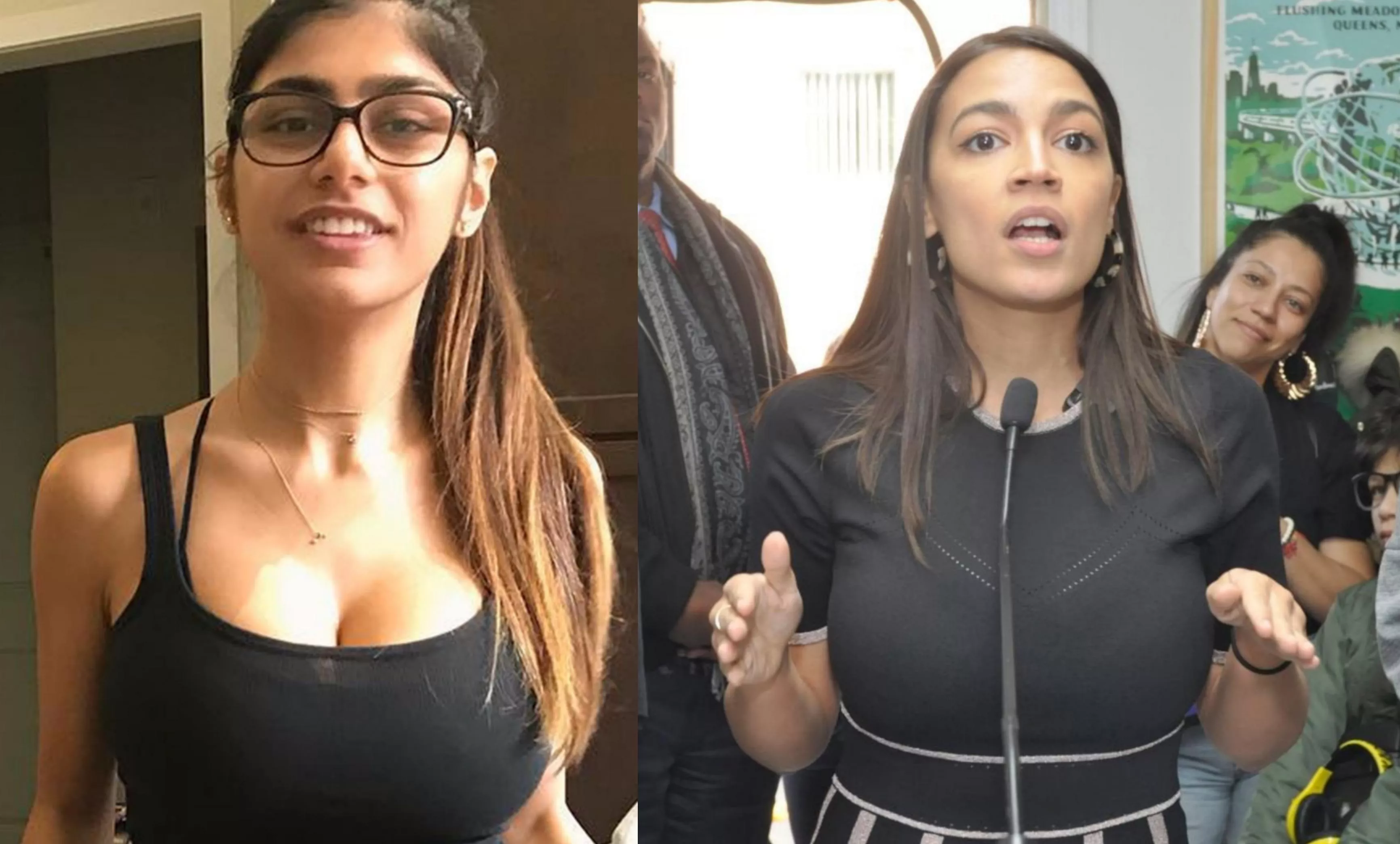 Jerking to AOC and Mia Khalifa have quickly given me a fetish for brown women with big tits. A politician and porn star but so similar