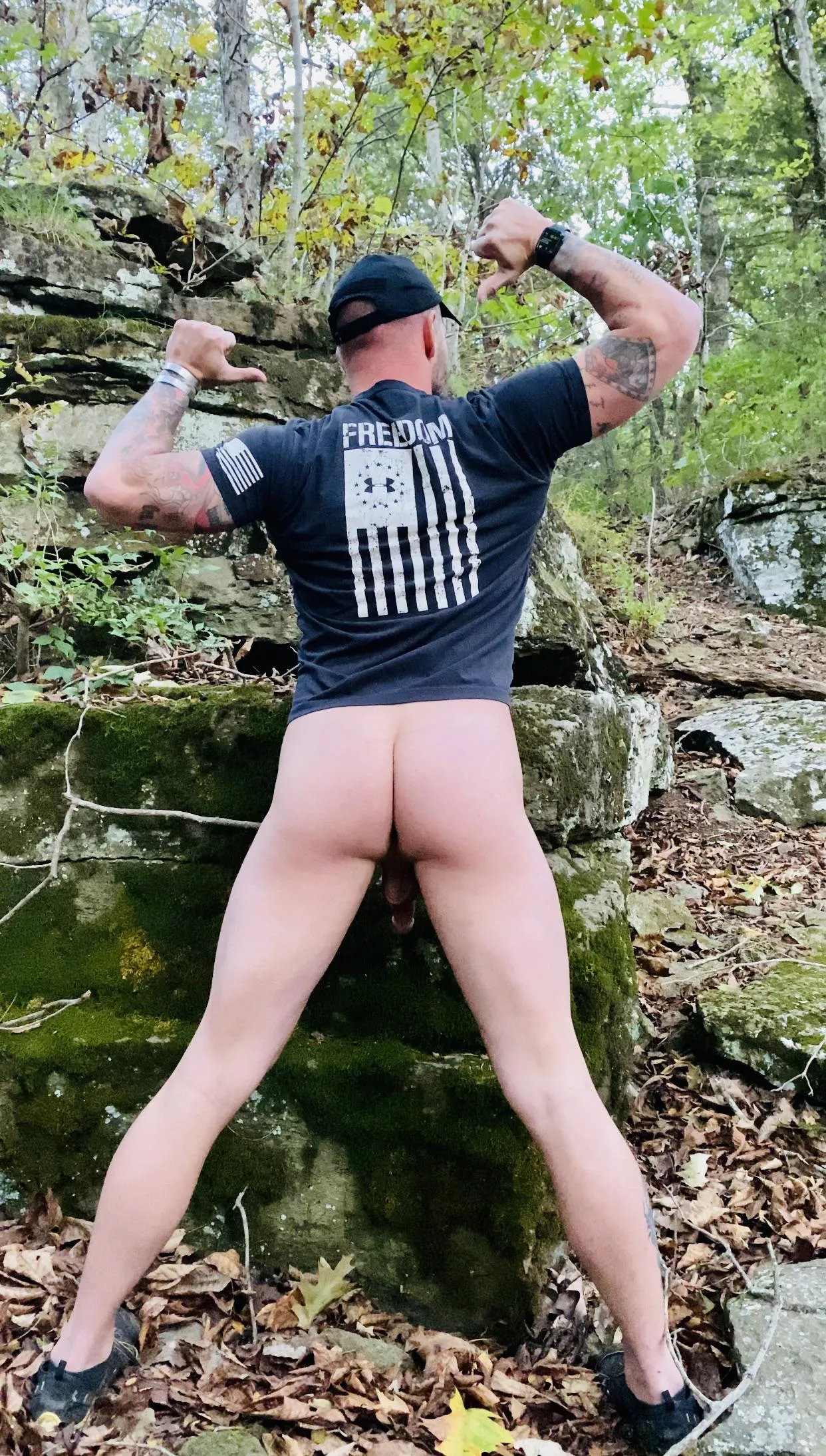 Just enjoying some FREEDOM! Hike naked, itâ€™s the only way. (Shirt on because freedom)