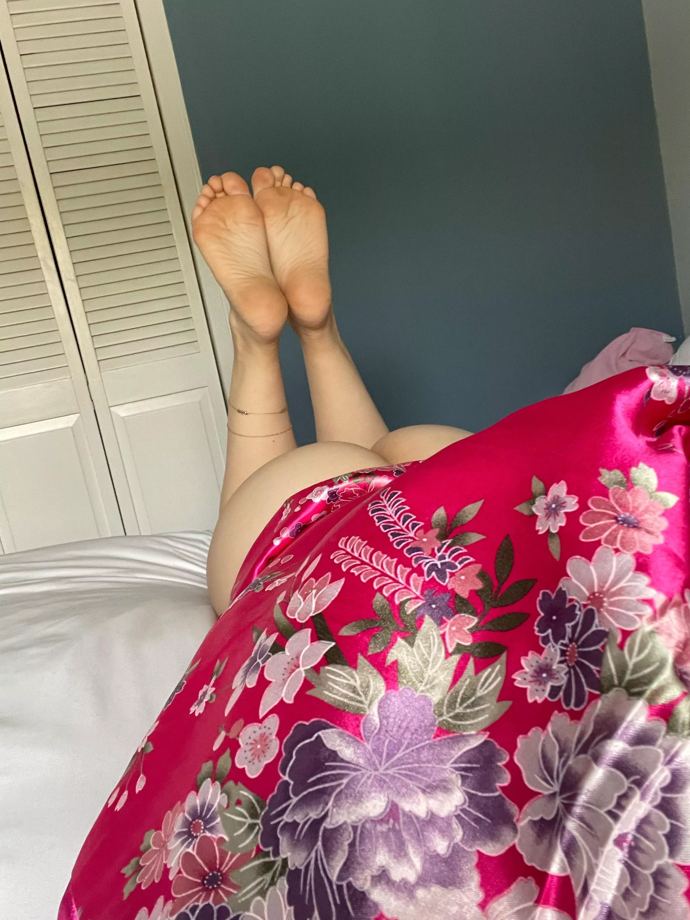 Just laying here waiting on someone to come worship my feet