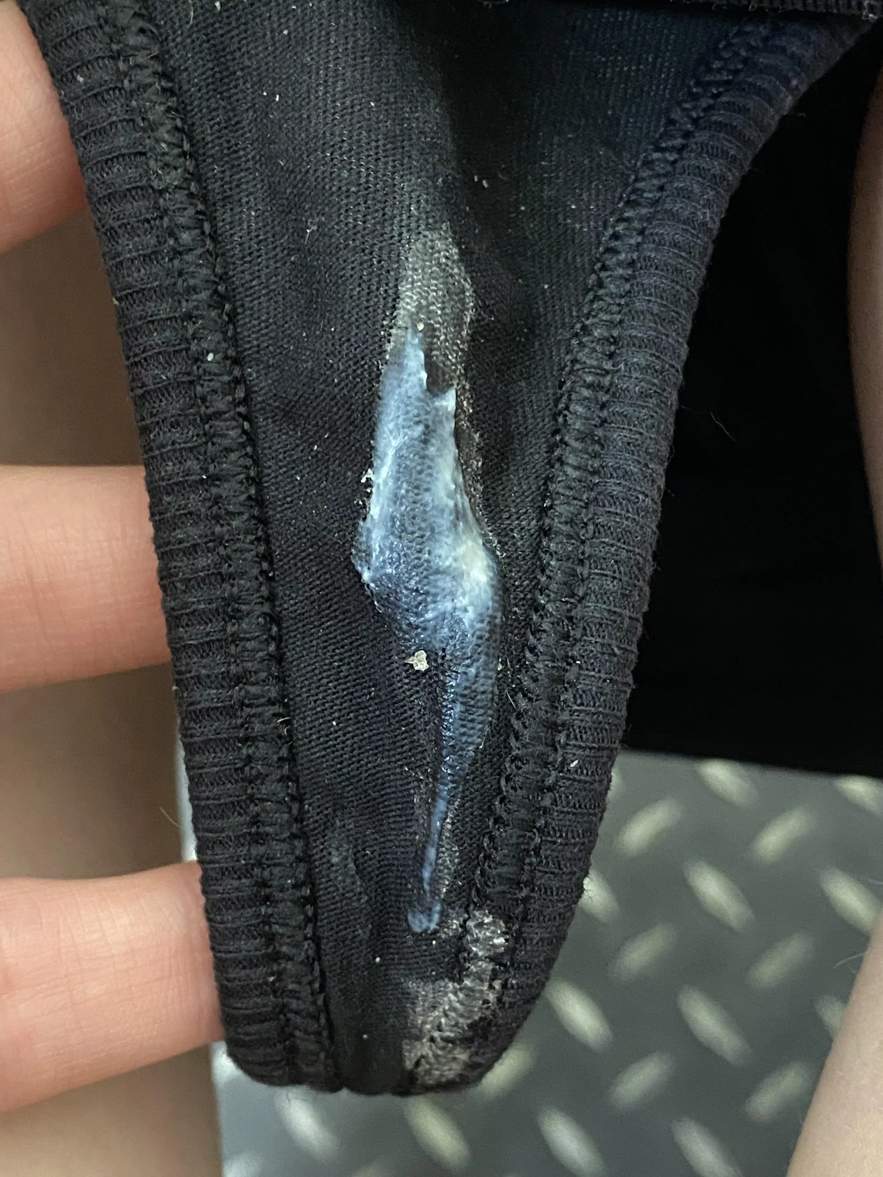 Just love the way my thick gooey creams look on black panties 🤍