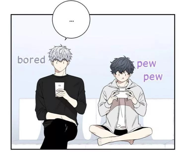 just three homosexuals playing on their devices (Cherry Blossoms After Winter)