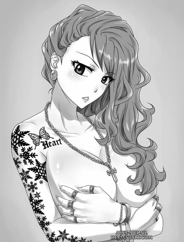 Juvia with a tattoo