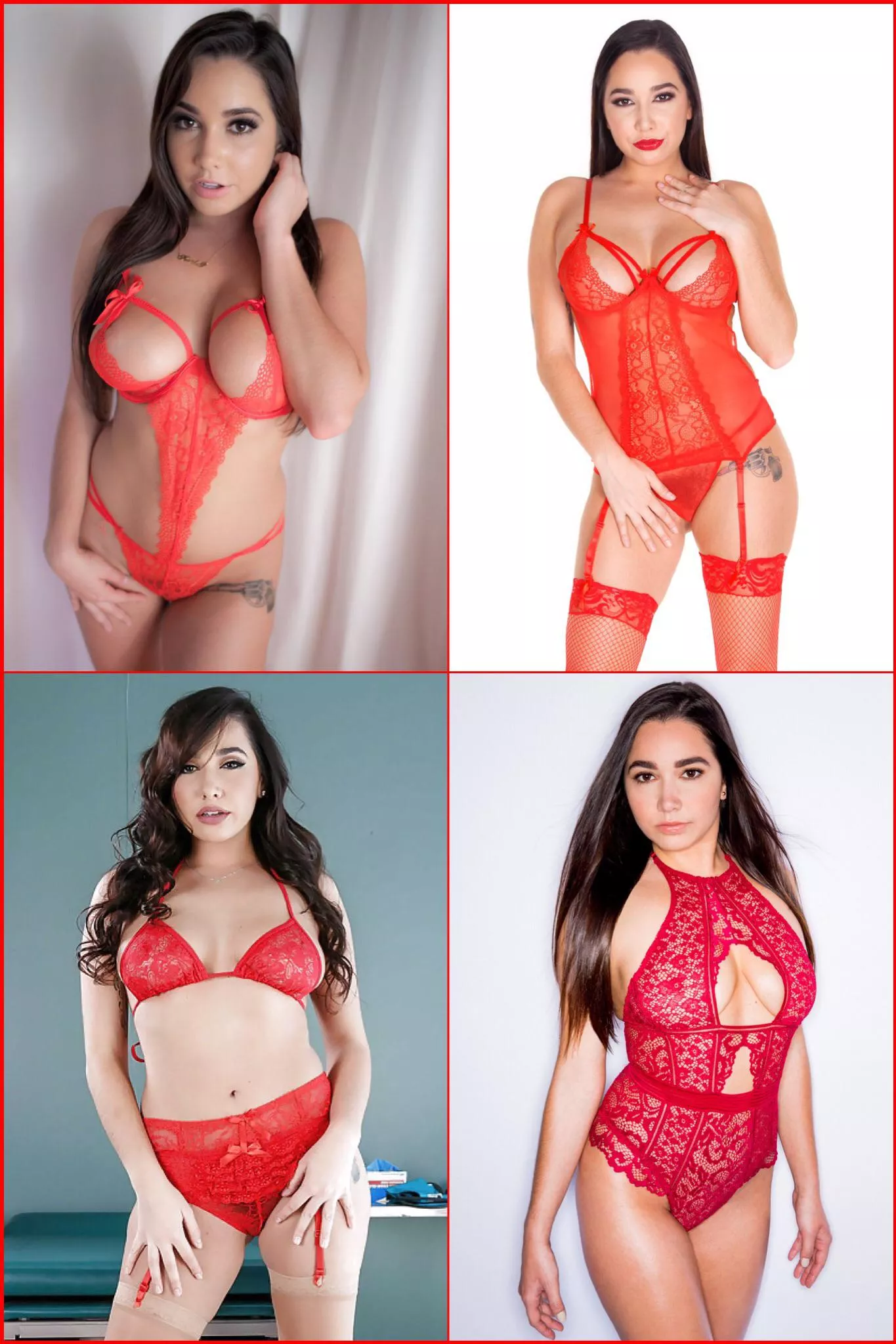 Karlee Grey in red lingerie outfits