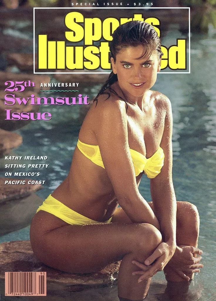 Kathy Ireland on the cover of the 1989 Sports Illustrated Swimsuit Issue. Readers of the magazine voted it the best SI Swimsuit Issue cover ever.