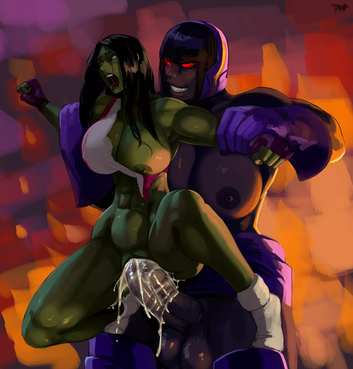 Lady Darkseid brings the apokolips to She-Hulk's pussy lips (aka6) [DC, Marvel]