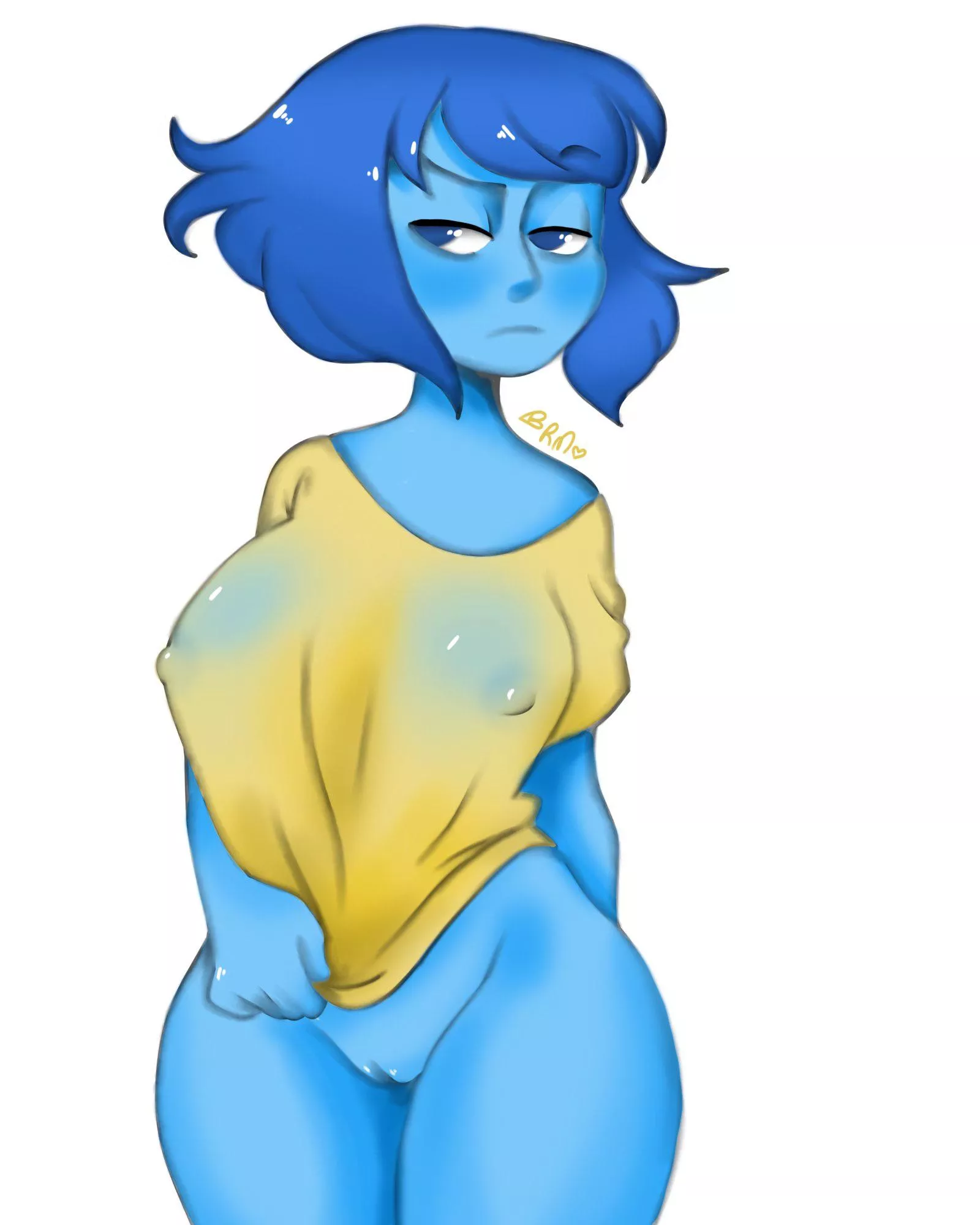 Lapis, wearing nothing except a slightly wet shirt (art by ScamanderBianca)