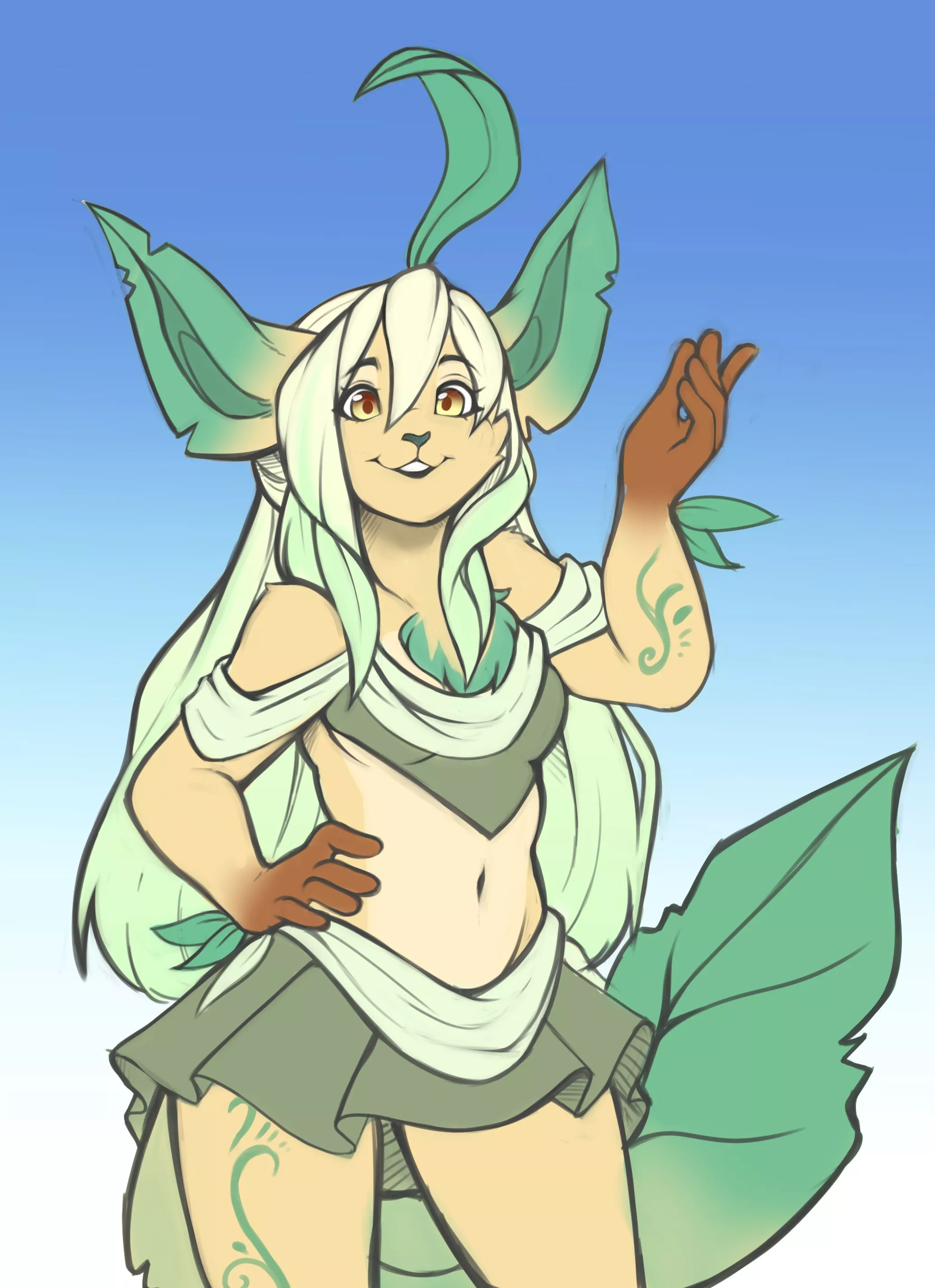 Leafeon for dragoncatqueen7 (Art by @Morning_Mocha)