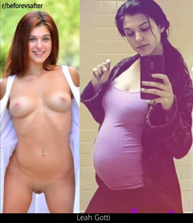 Leah Gotti before and during pregnancy