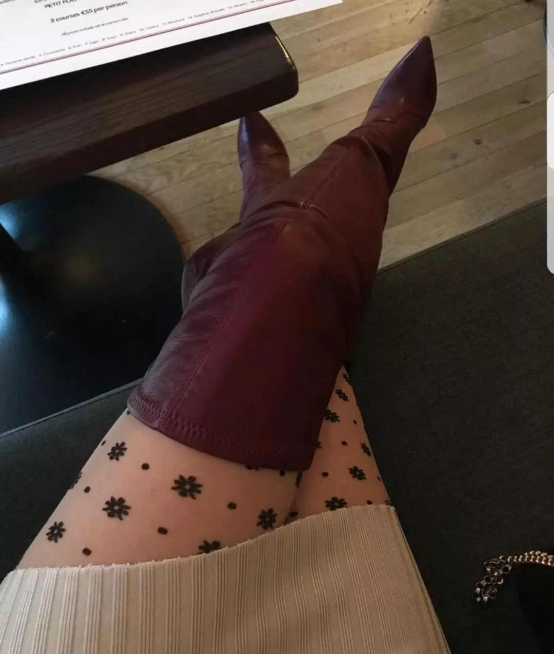 Leather boots and tights