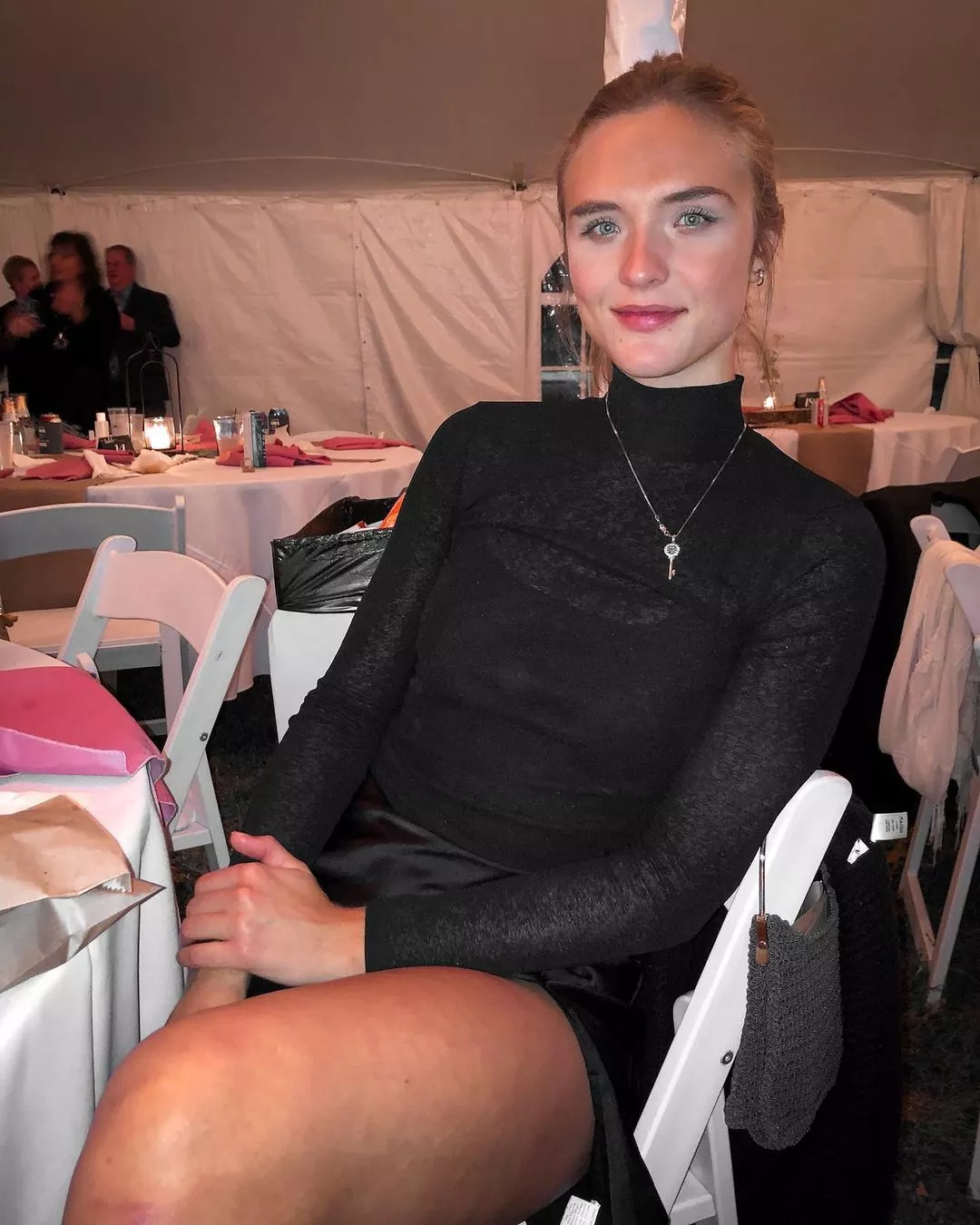 Leggy in a black dress at a wedding (10/20/20, IG)