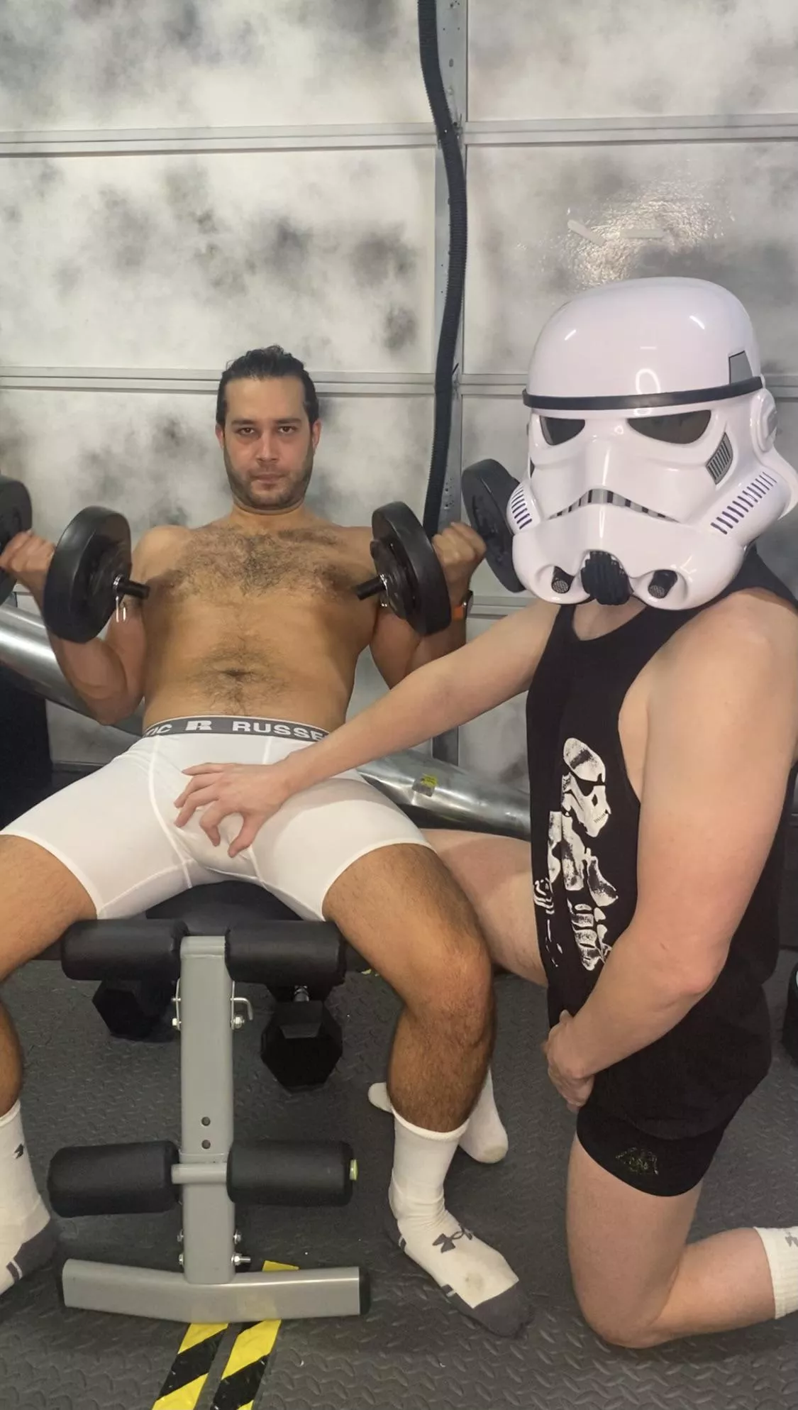 Let’s workout, troopers! Cum join the dark side