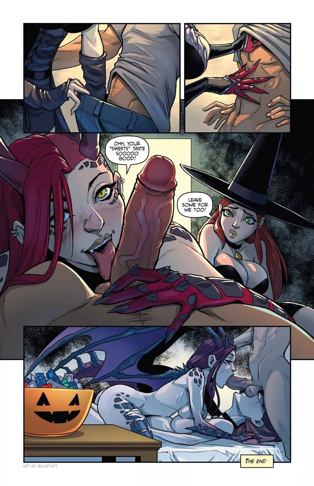 Lewd page of a Halloween comic of Elyzabeth and Emilia (GarthFT) [OC]