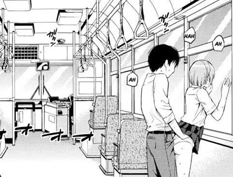 LF Mono Source: 1boy, 1girl, public sex, clothed sex, from behind, bus, skirt, school uniform