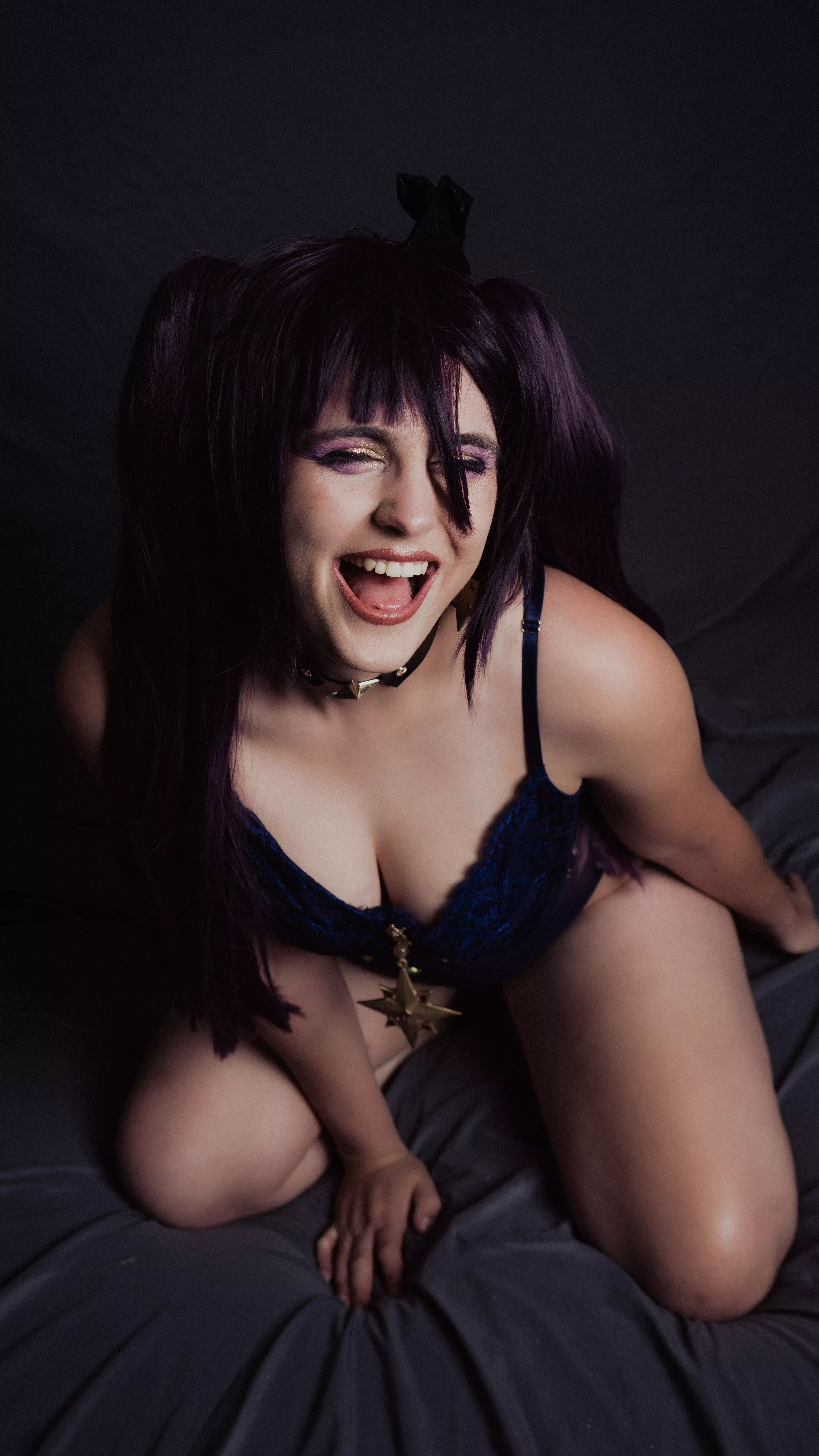 Lingerie shoot as Mona from Genshin Impact