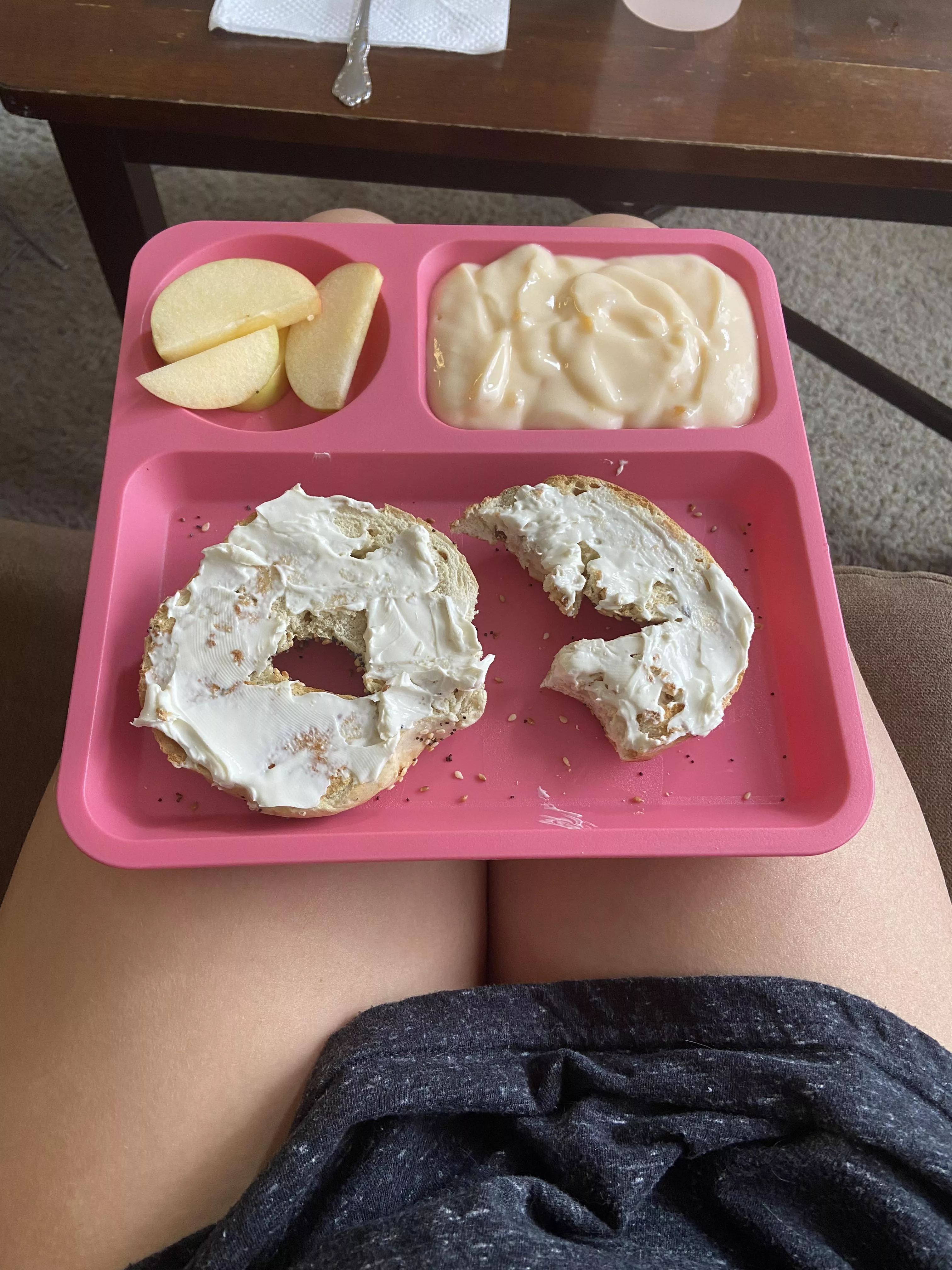 Little breakfast and thighsðŸ’— I love to wear daddyâ€™s shirt!