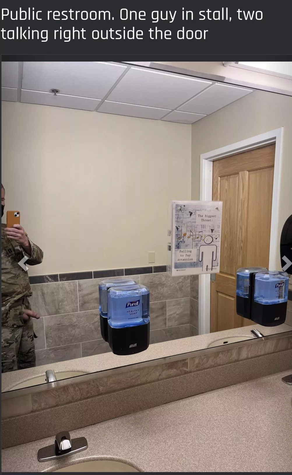 Little soldier in restroom