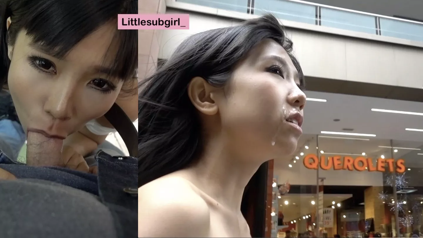 [Littlesubgirl] Public blowjob and walk with cum on my face ;)