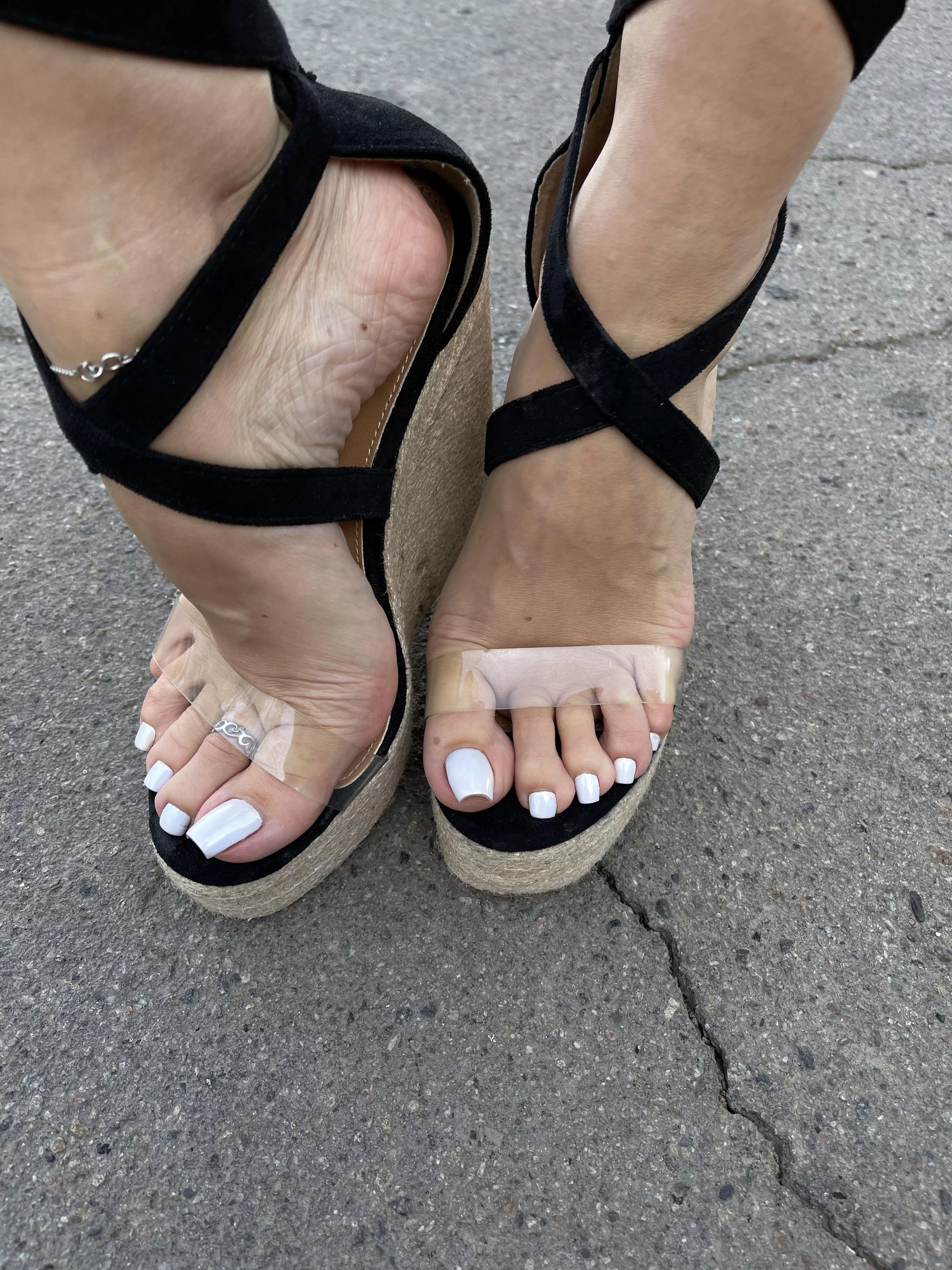 Long white nails and wedges🤤🤍🥰