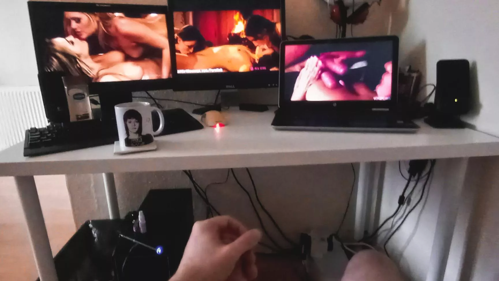 Love my three screen masturbation set up