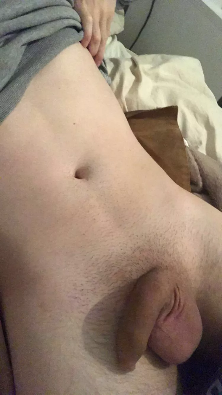 Love relaxing in bed with my soft cock out