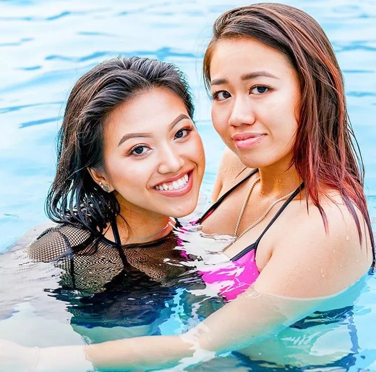 Lovely ladies in the pool