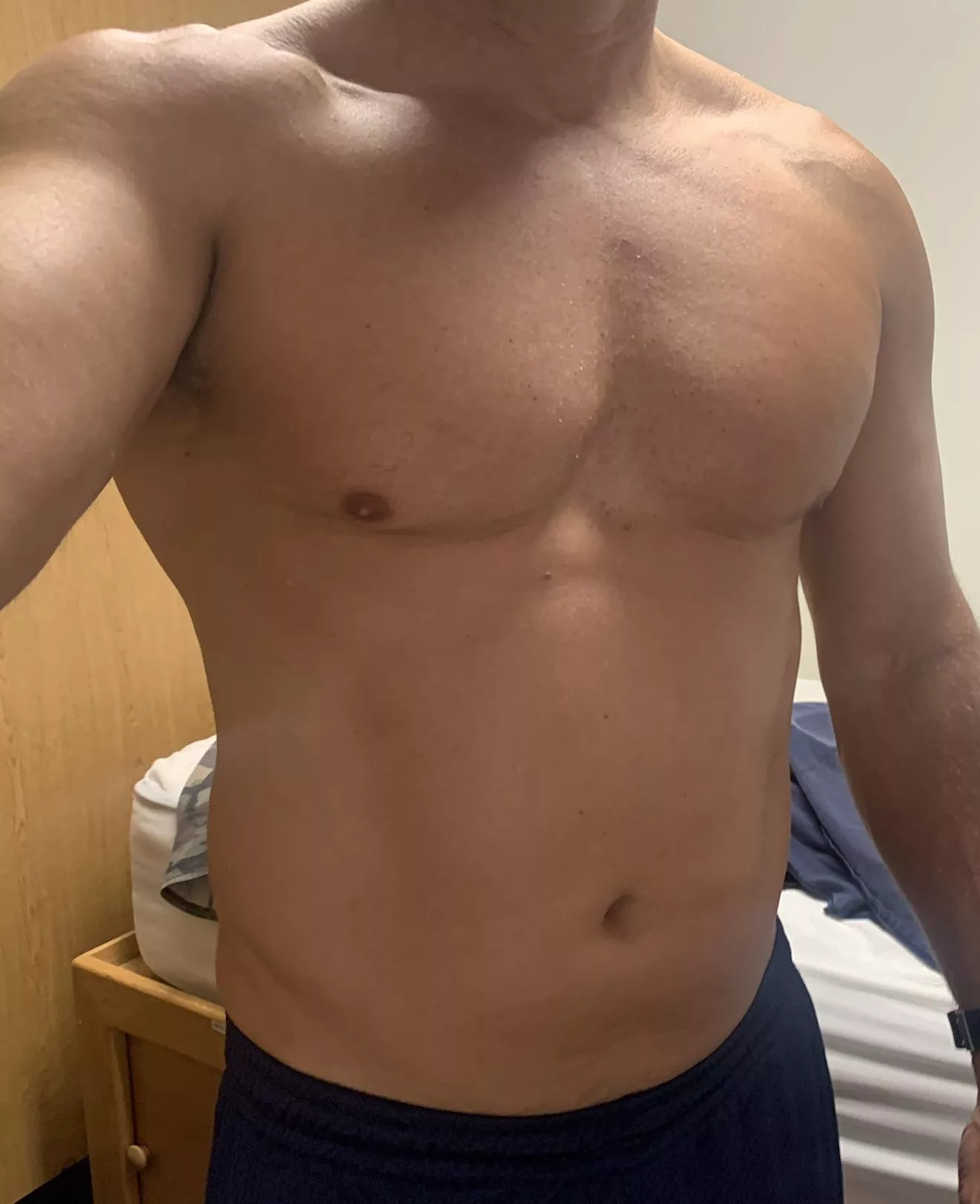 (M)50 , after a little chest workout - dad bod? Or still pre dad bod