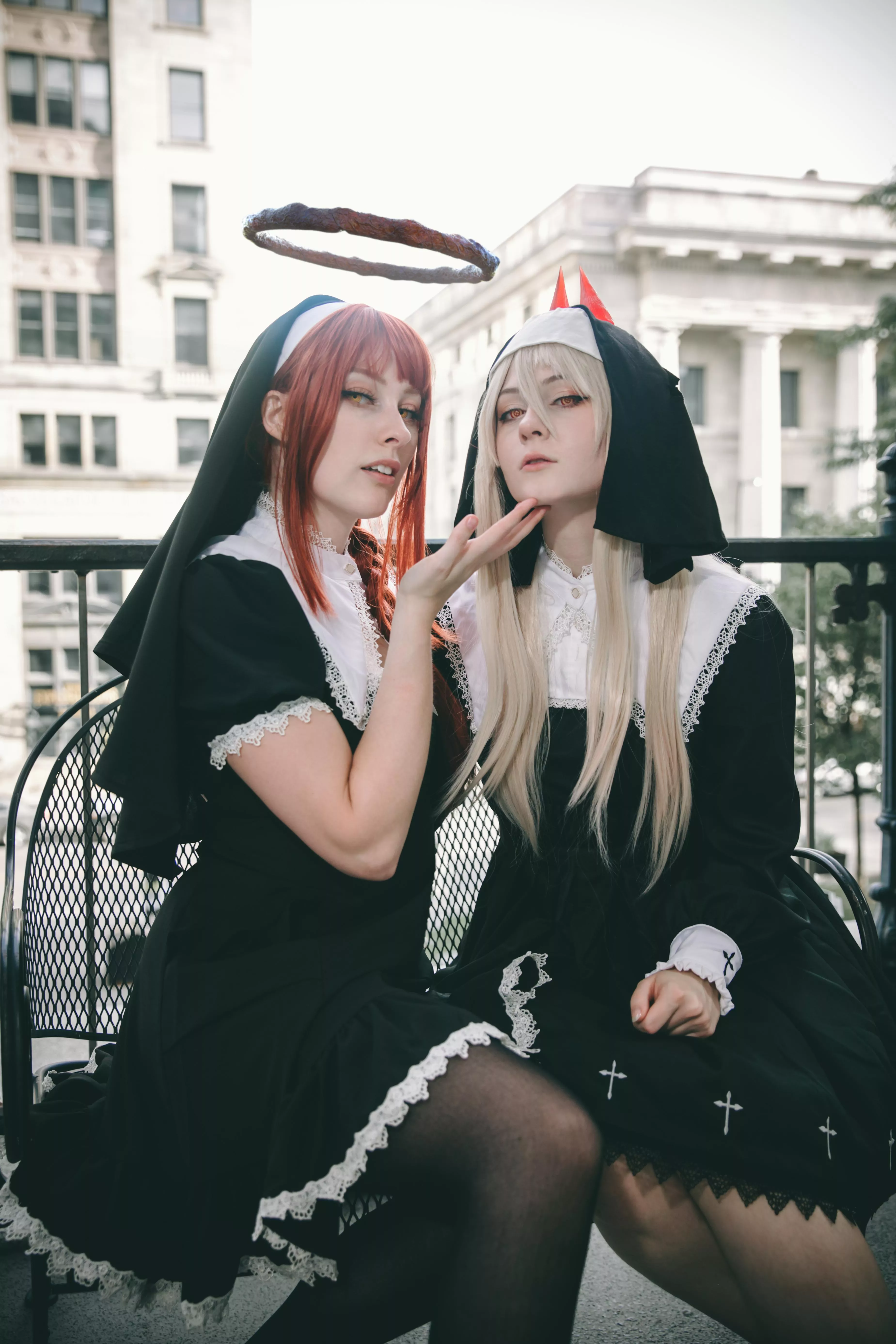 Makima and Power from Chainsaw man as nun for halloween, by maree.beam and purplesakura