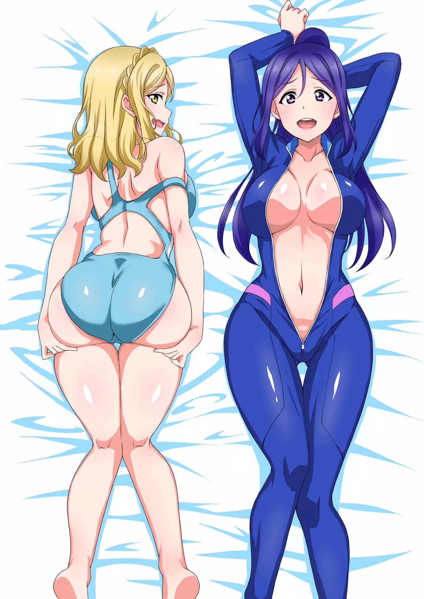 Mari And Kanan Wearing Swimsuits To Bed (Kotokoto) [Love Live!]