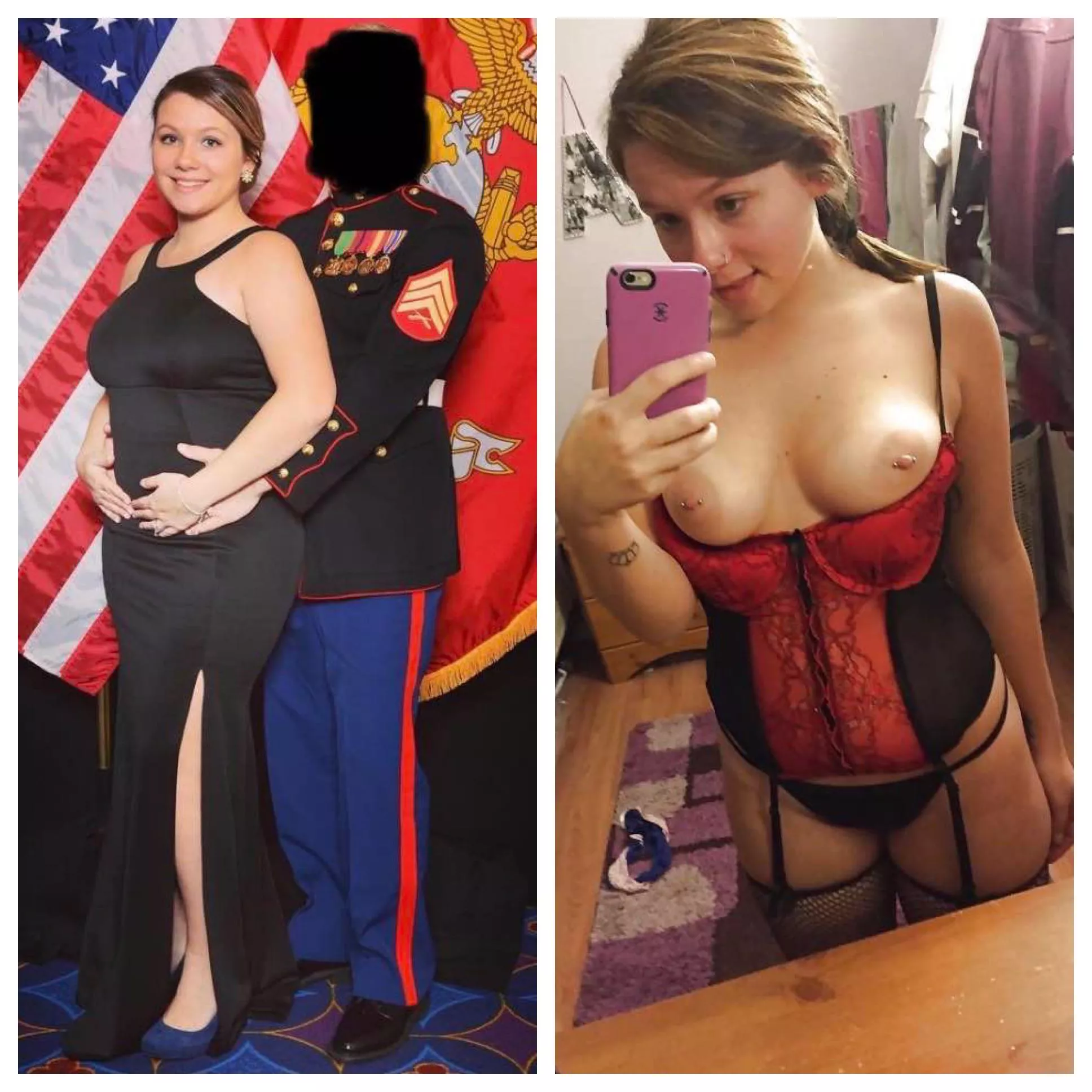 Marine’s wife flashing