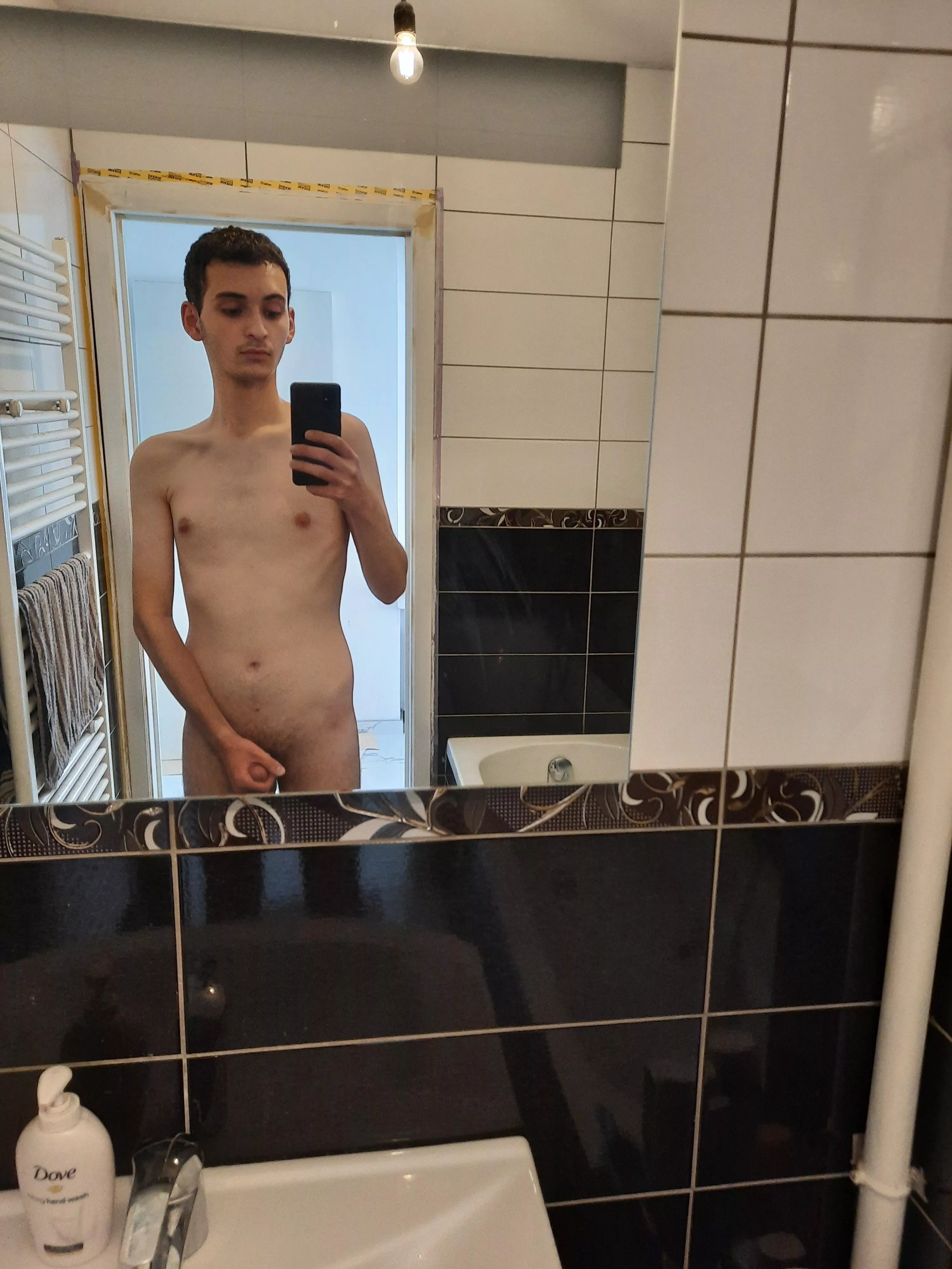 masturbating in front of the mirror