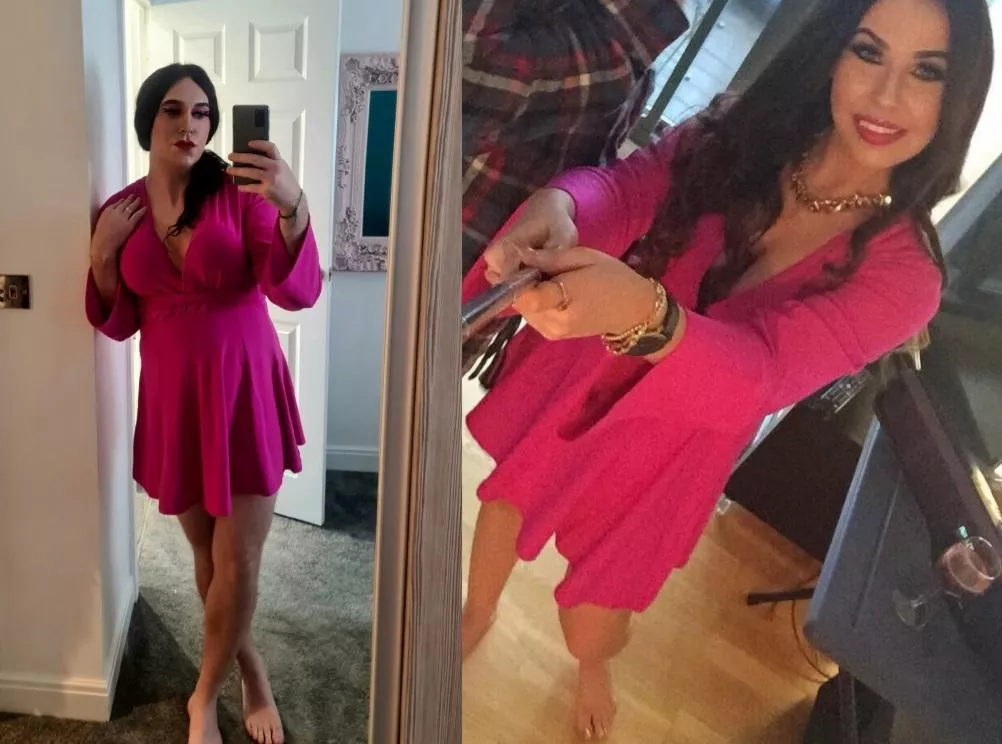 Me secretly dressed up (left) in my wifes (right) clothes while she goes out with her friends.. who does it better? K!k mell5477 to humiliate and expose me before I delete this xxx